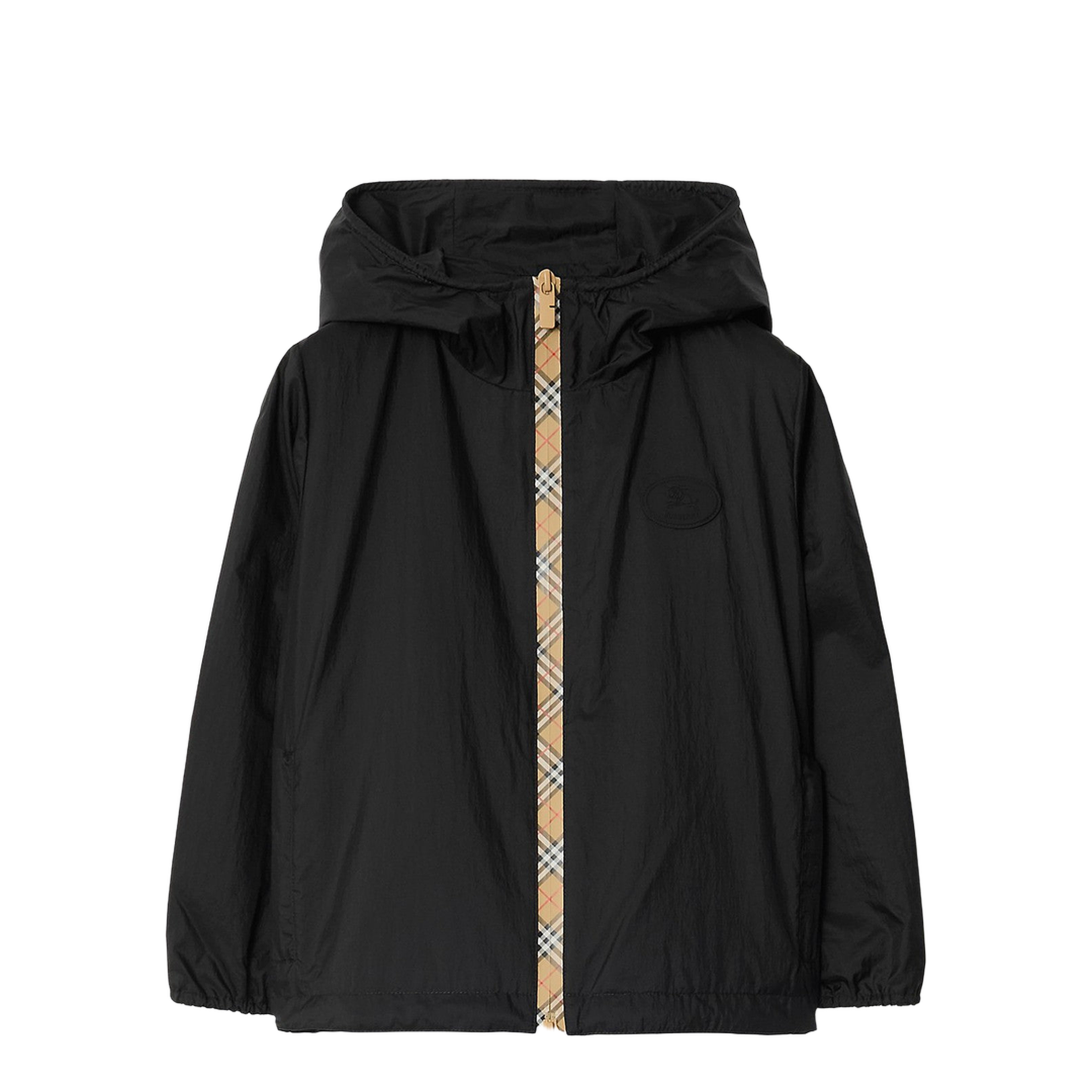 MAYFEYR - Burberry - Black Nylon Zip-Up Jacket With Check Pattern - 8120201171469A1189