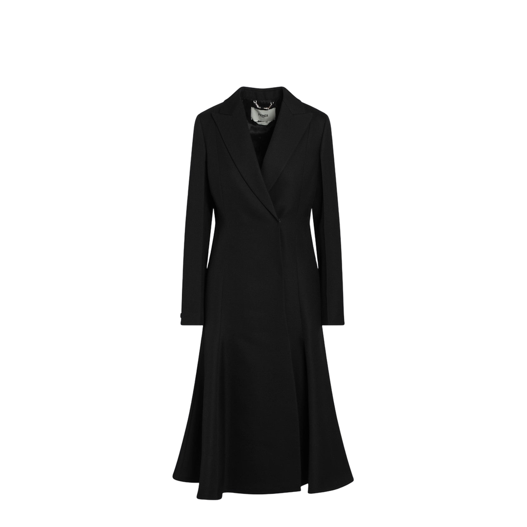 Black Grain De Poudre Wool Coat