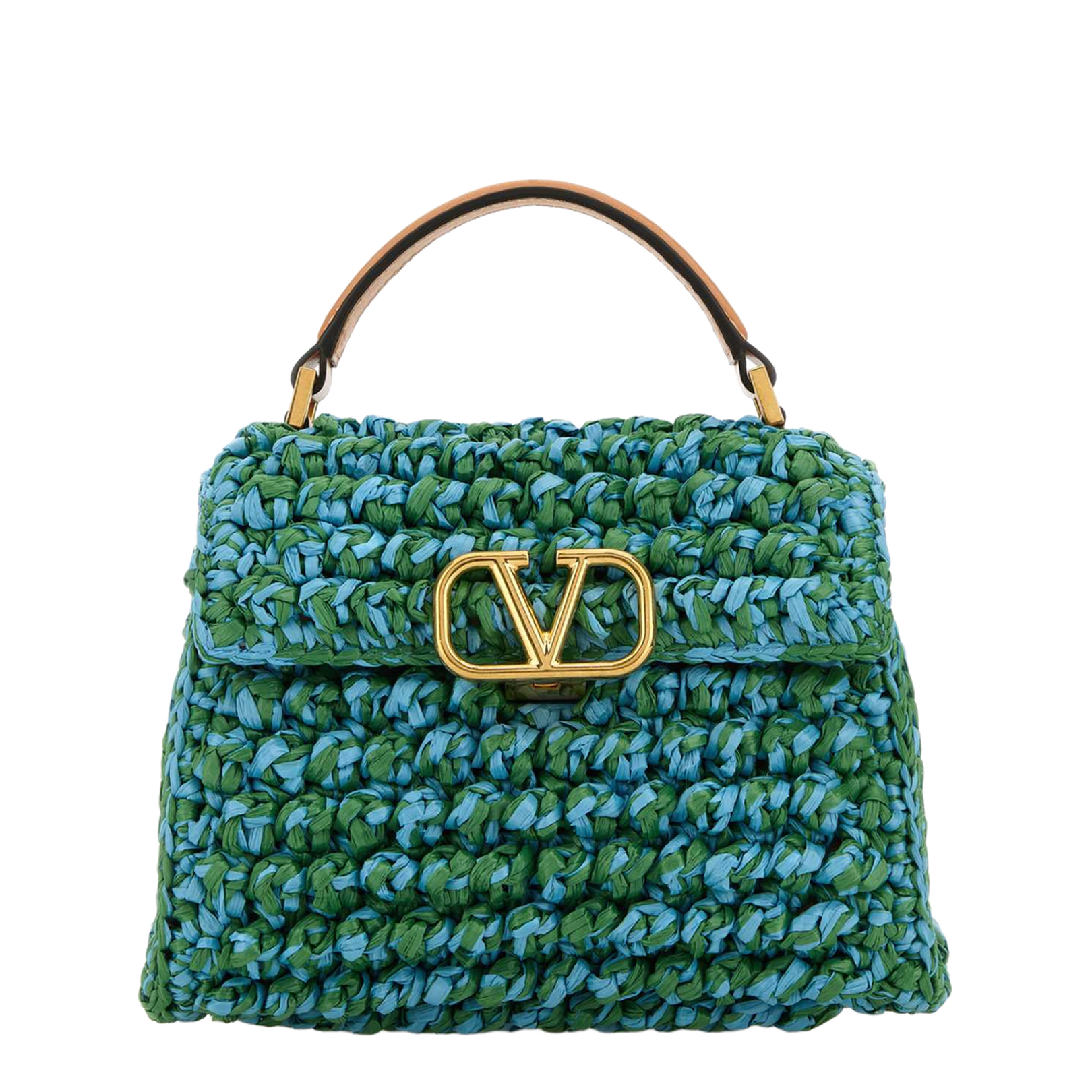 Two-tone Raffia Vsling Handbag