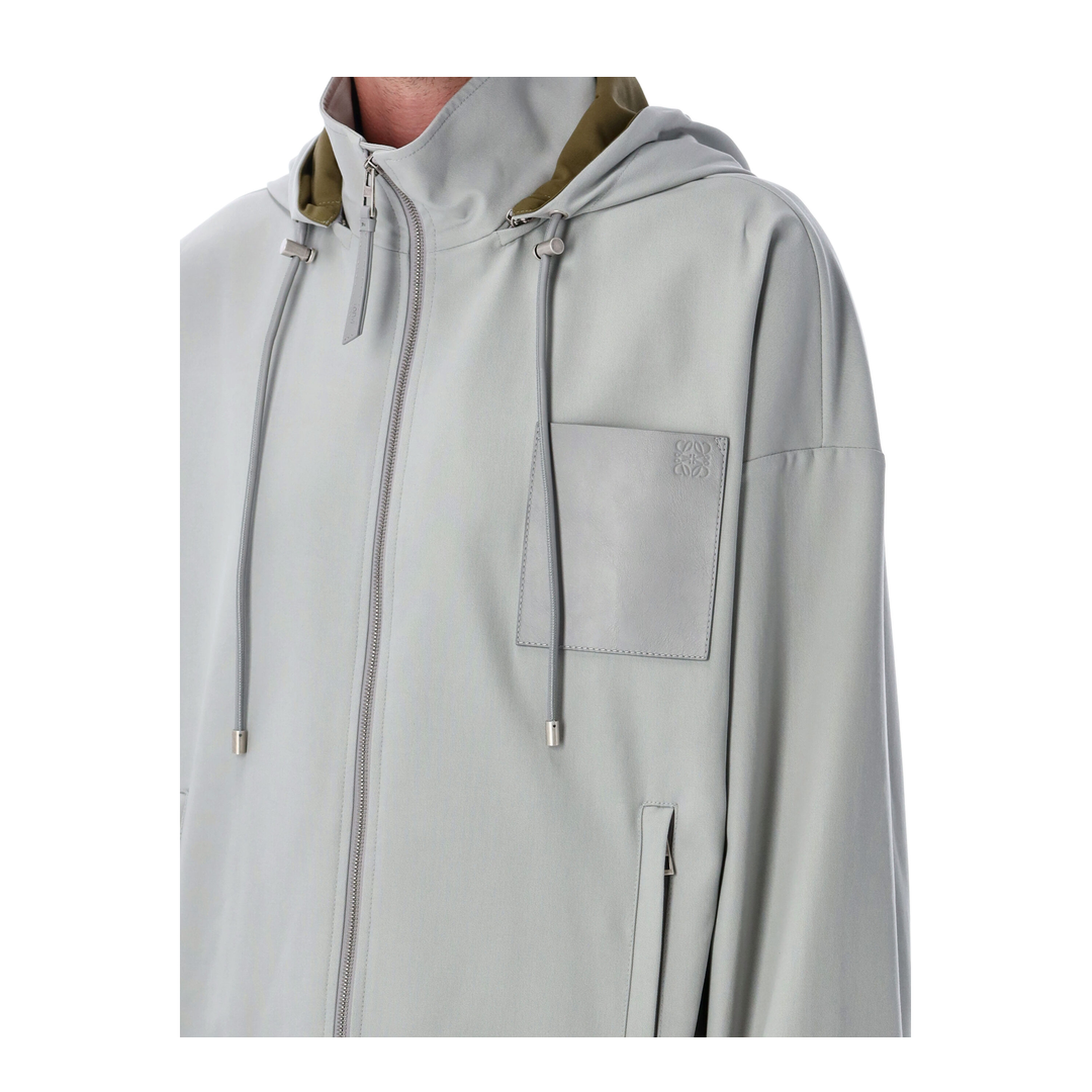 Hooded Jacket in Cotton Grey