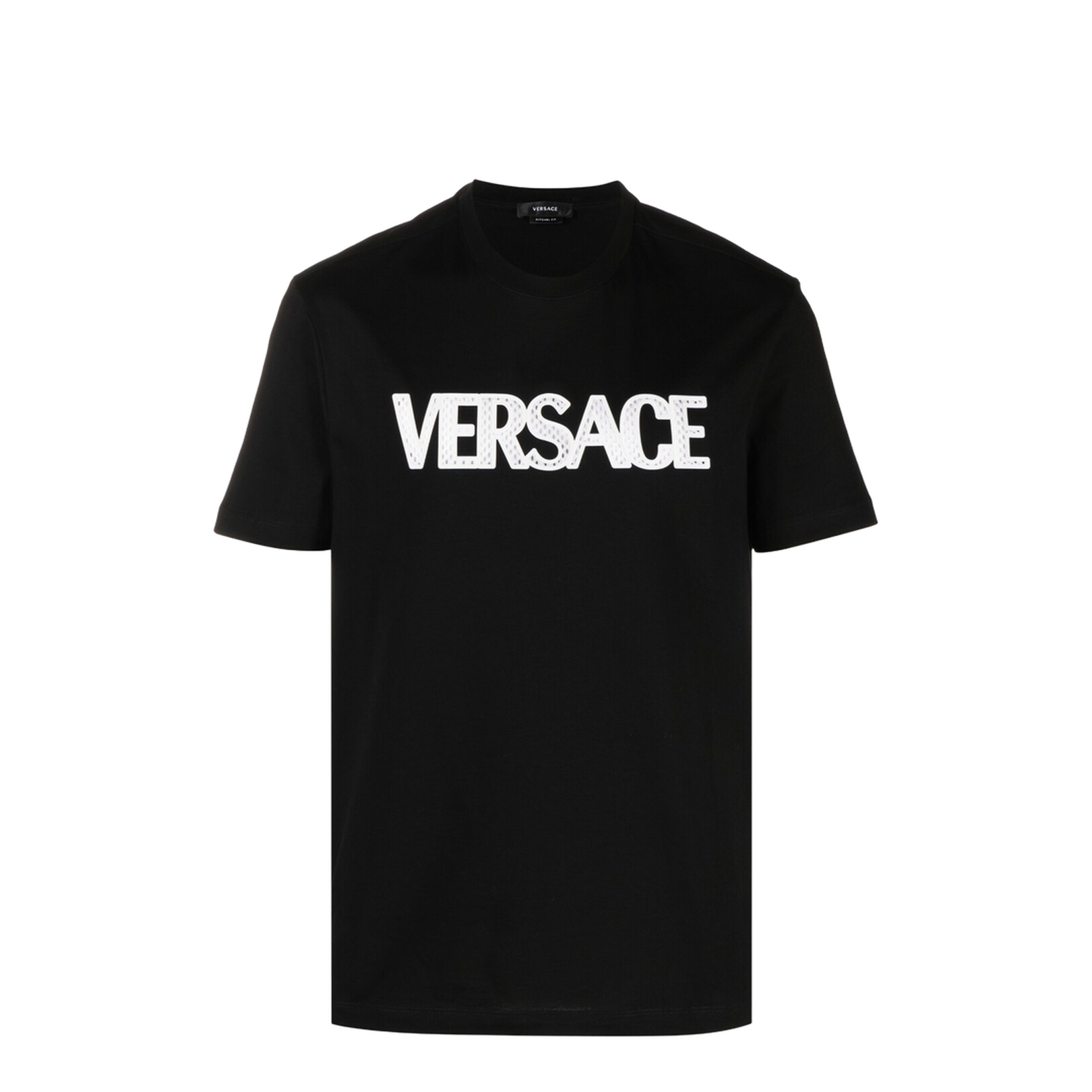 Black Mesh Logo Cotton T-shirt