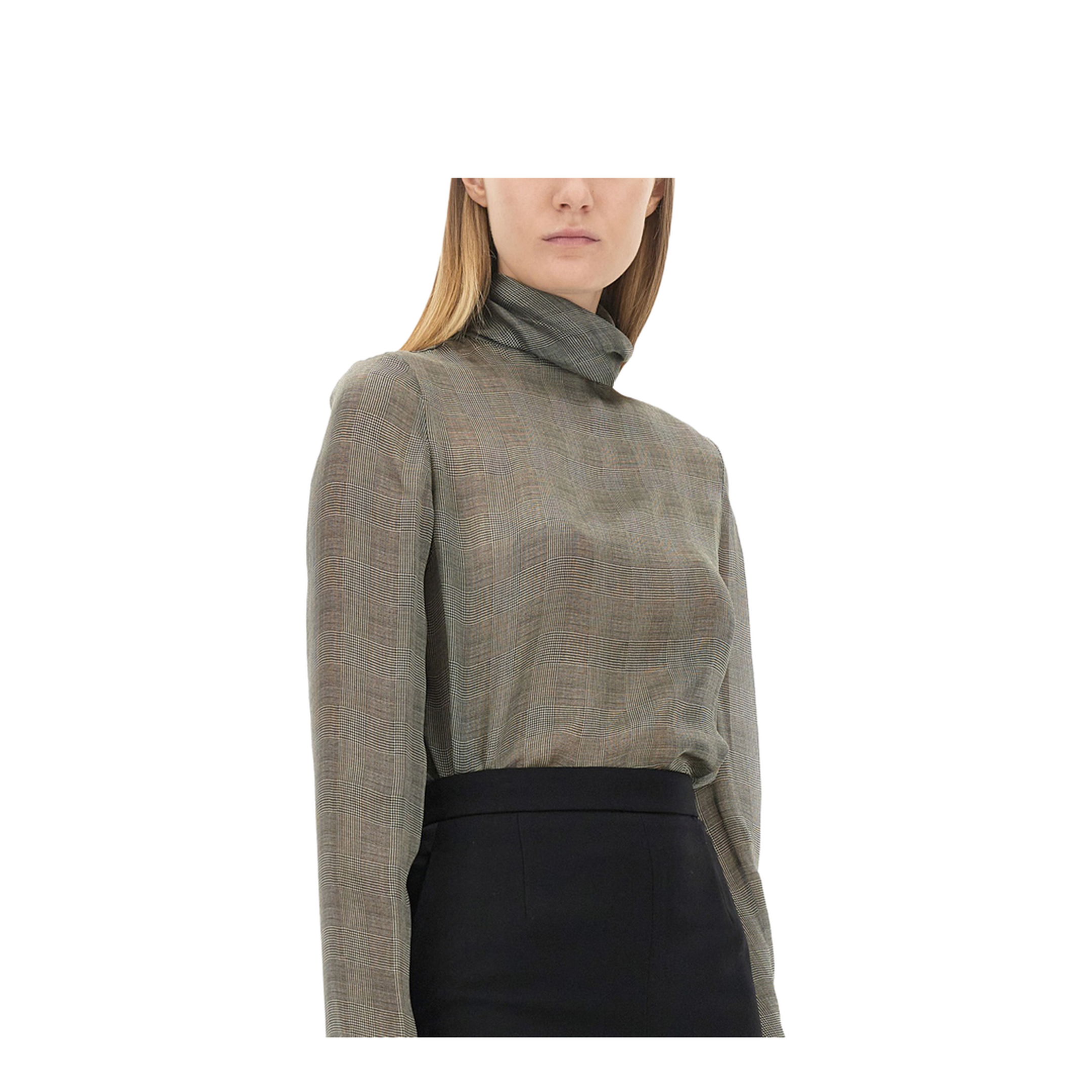 Silk Charmeuse Turtleneck Blouse