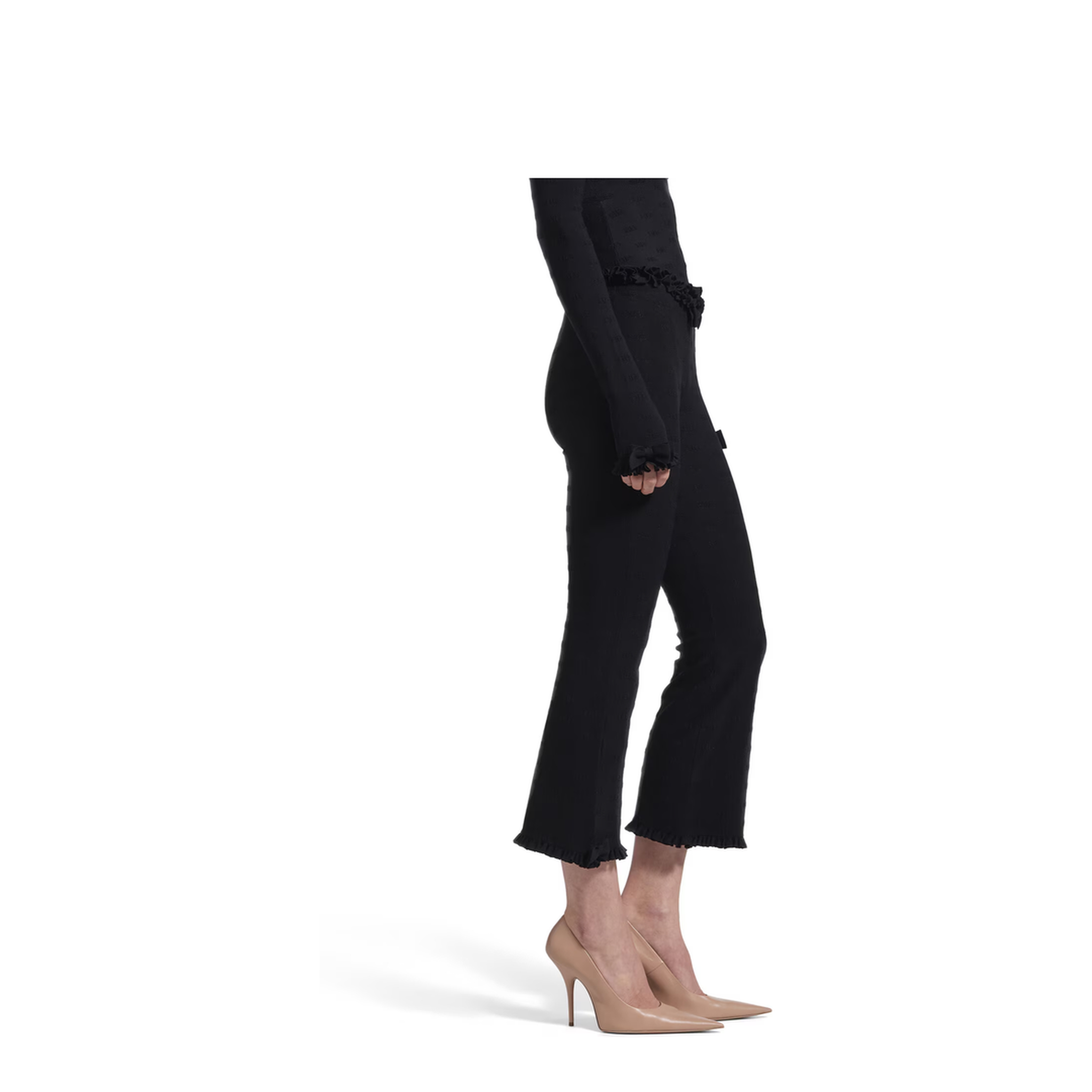 Flared Capri Pants in Black