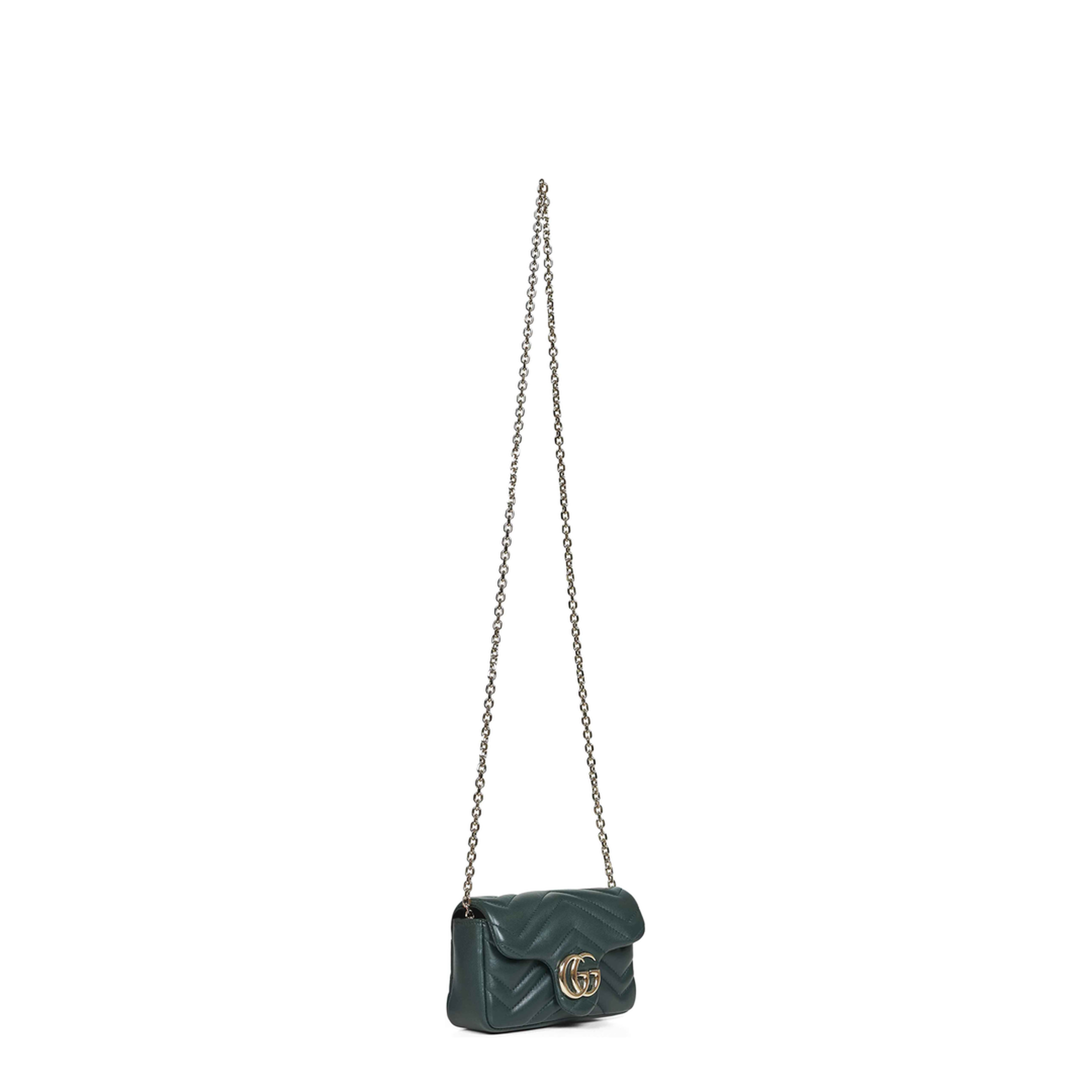 GG Marmont Mini Shoulder Bag Matelassé Nappa Leather - Green