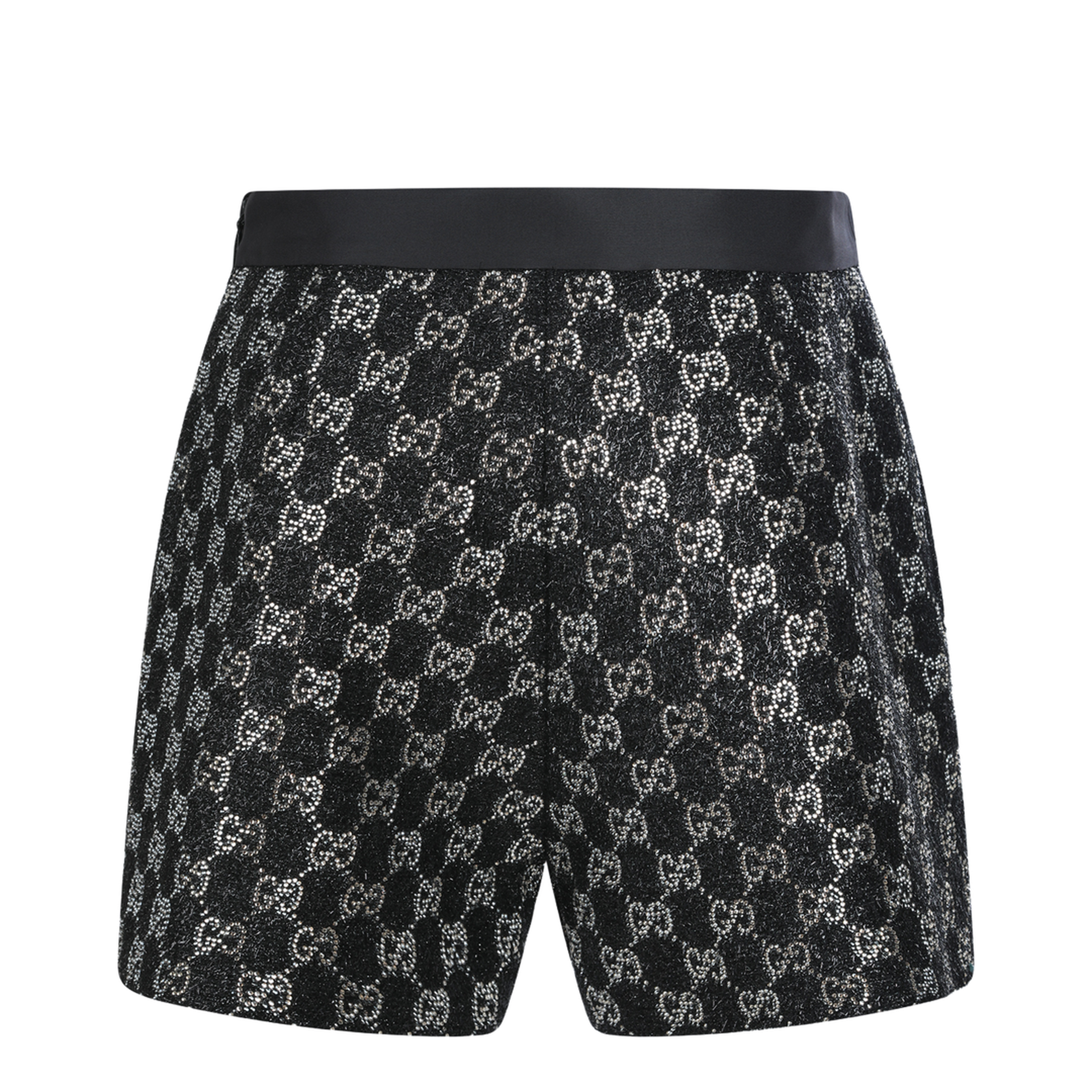 Embroidered Wool Tweed Lamé Shorts