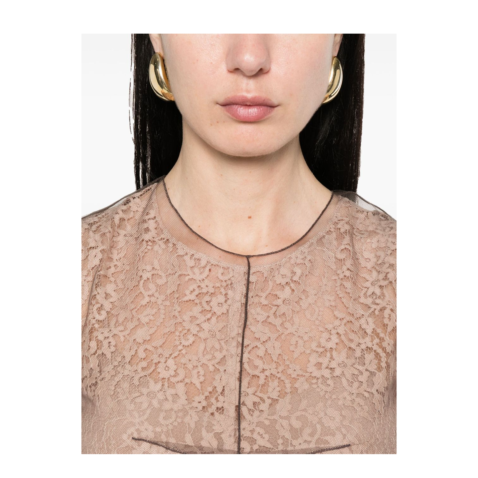 Concealed Rear Hook and Zip Fastening Internal Slip Dress with Tulle Overlay and Rear Slit