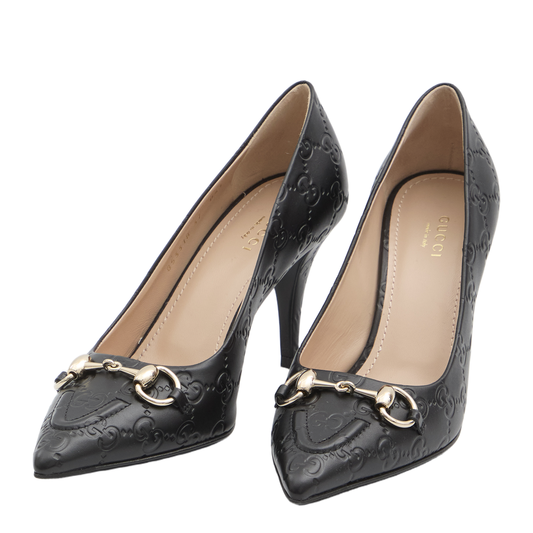 Black Leather Pumps with Horsebit