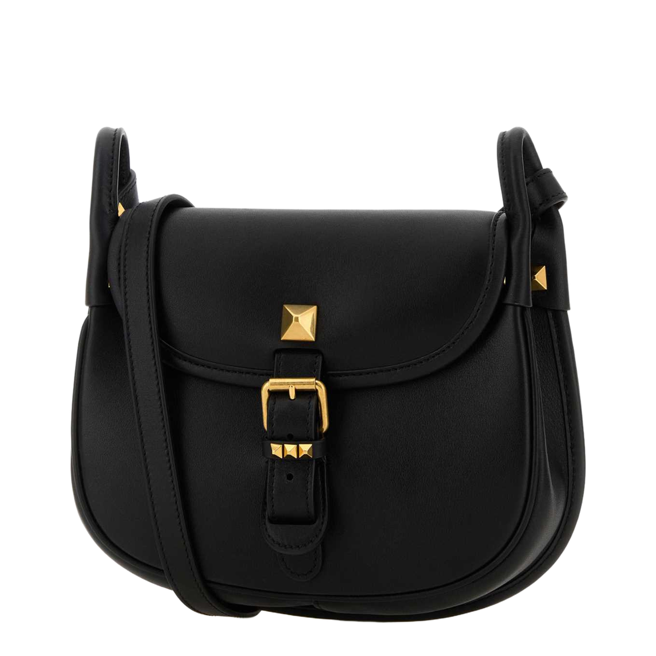 Black Leather Flaneuse Crossbody Bag