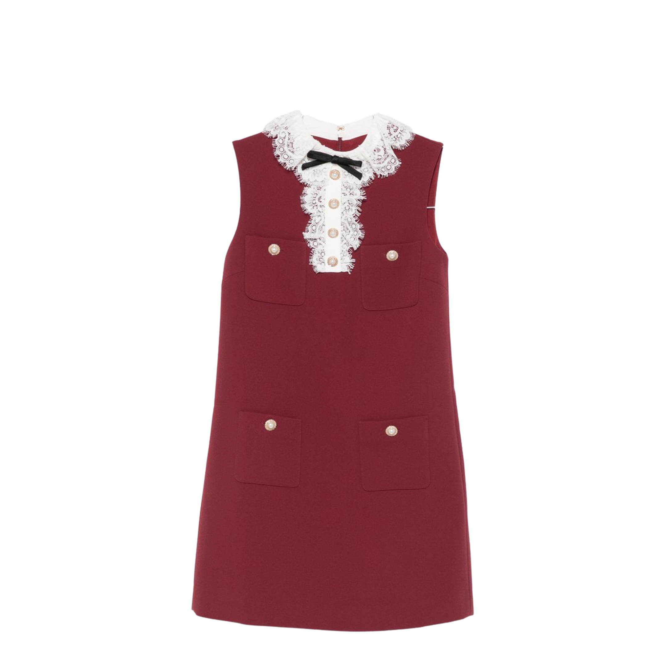 MAYFEYR - Self Portrait - Embroidered Midi Dress With Bow - PF26-001SB-BUBURGUNDY