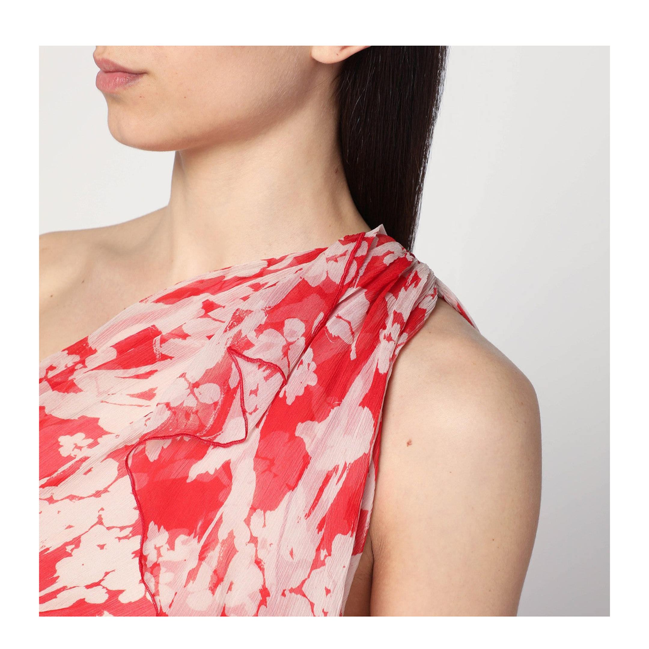 One-shoulder Draped Midi Dress