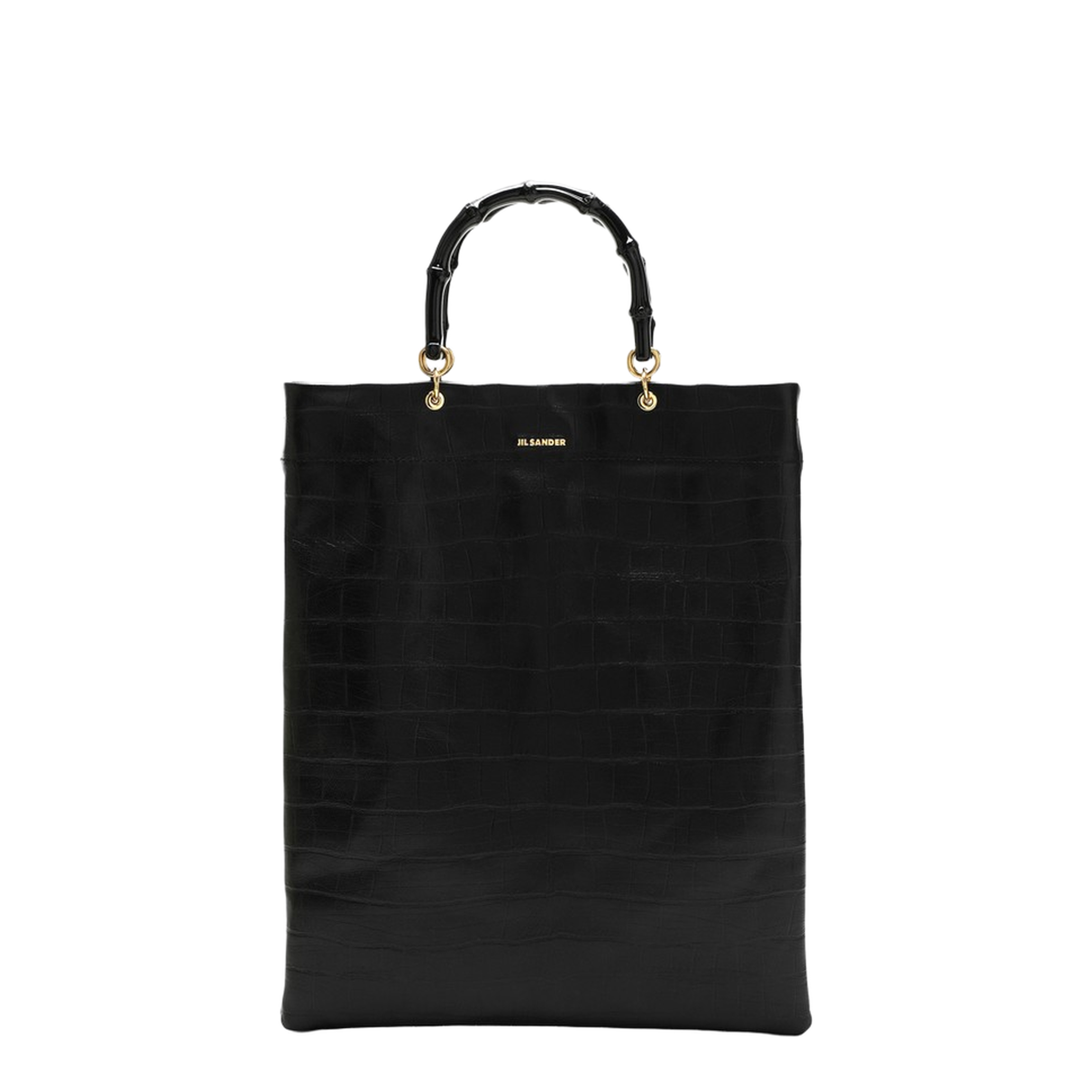 Black Leather Medium Shopping Bag