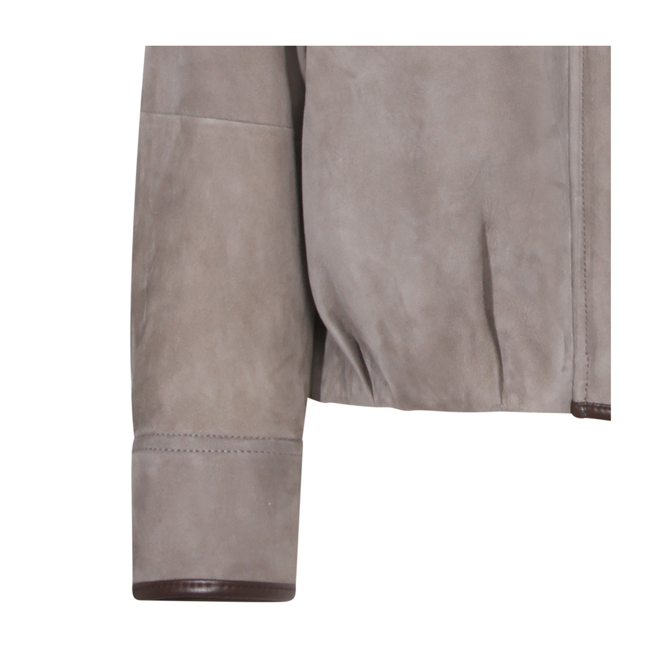Faded Green Jacket With High Neck And Front Patch Pockets In Suede