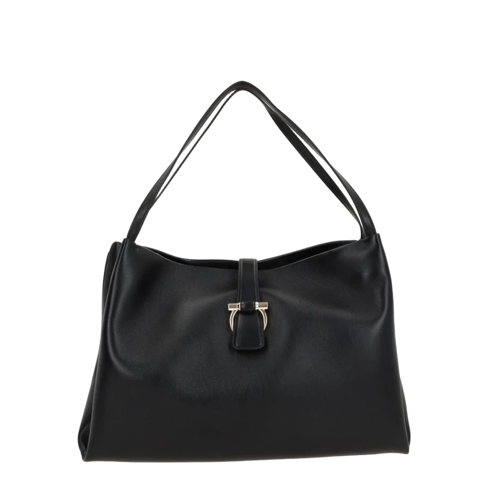 Smooth Black Leather Tote Bag