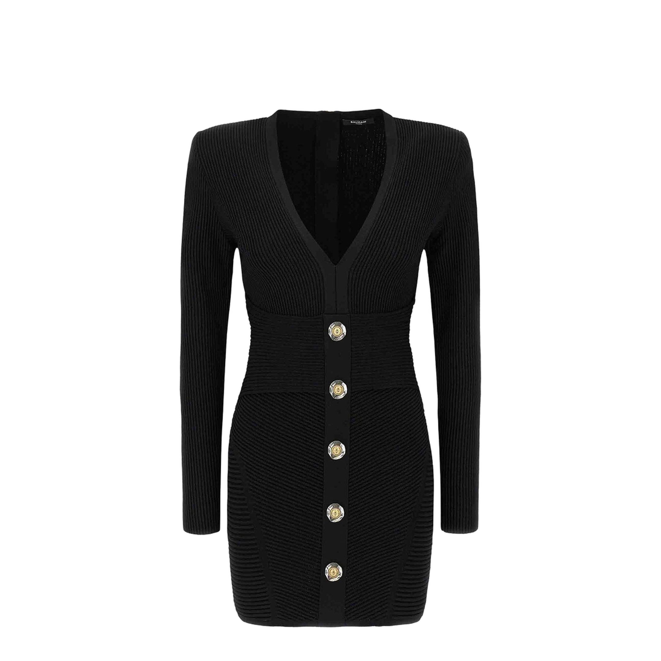 Short Ribbed Knit Bodycon Dress Black