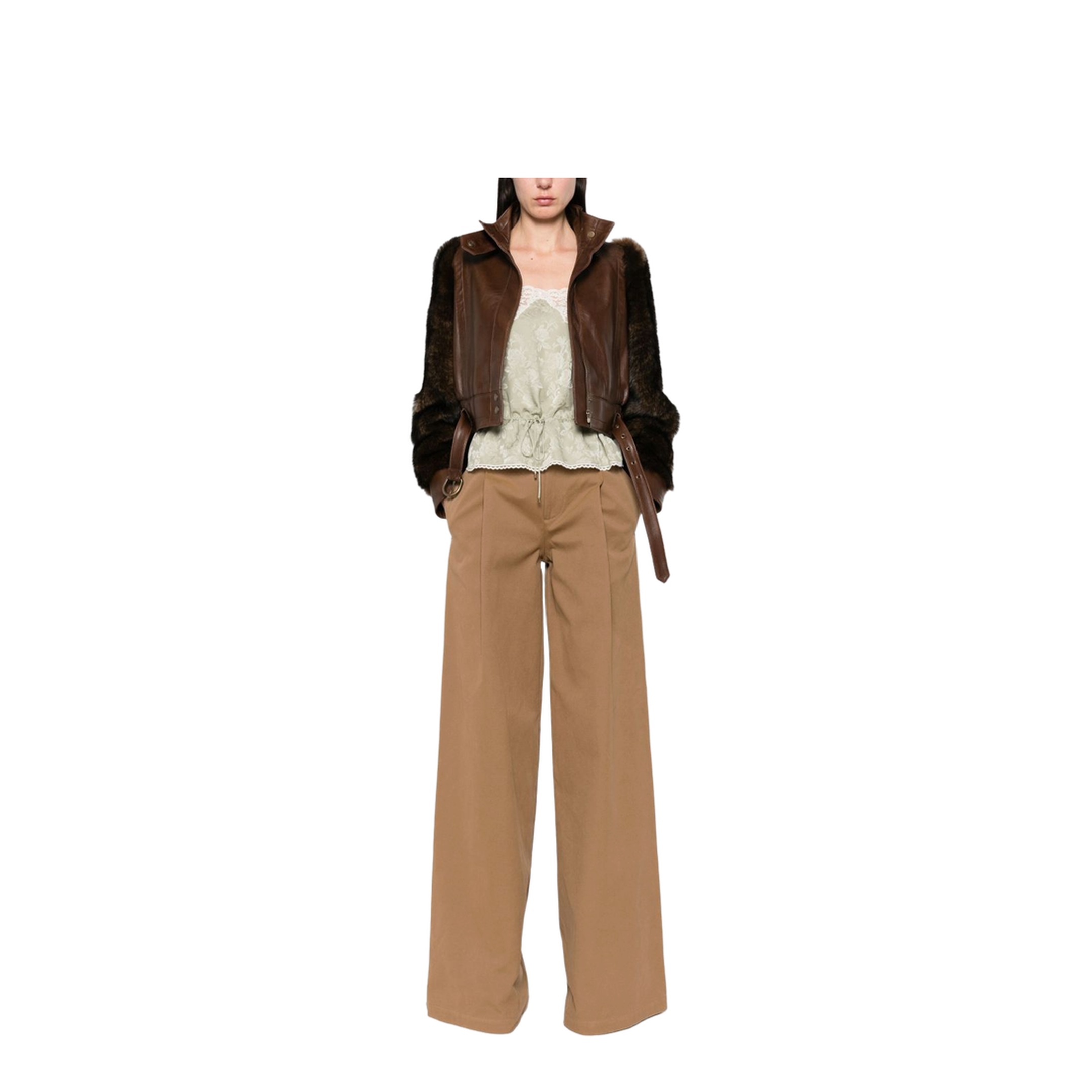 High-rise wide-leg pants in cotton canvas