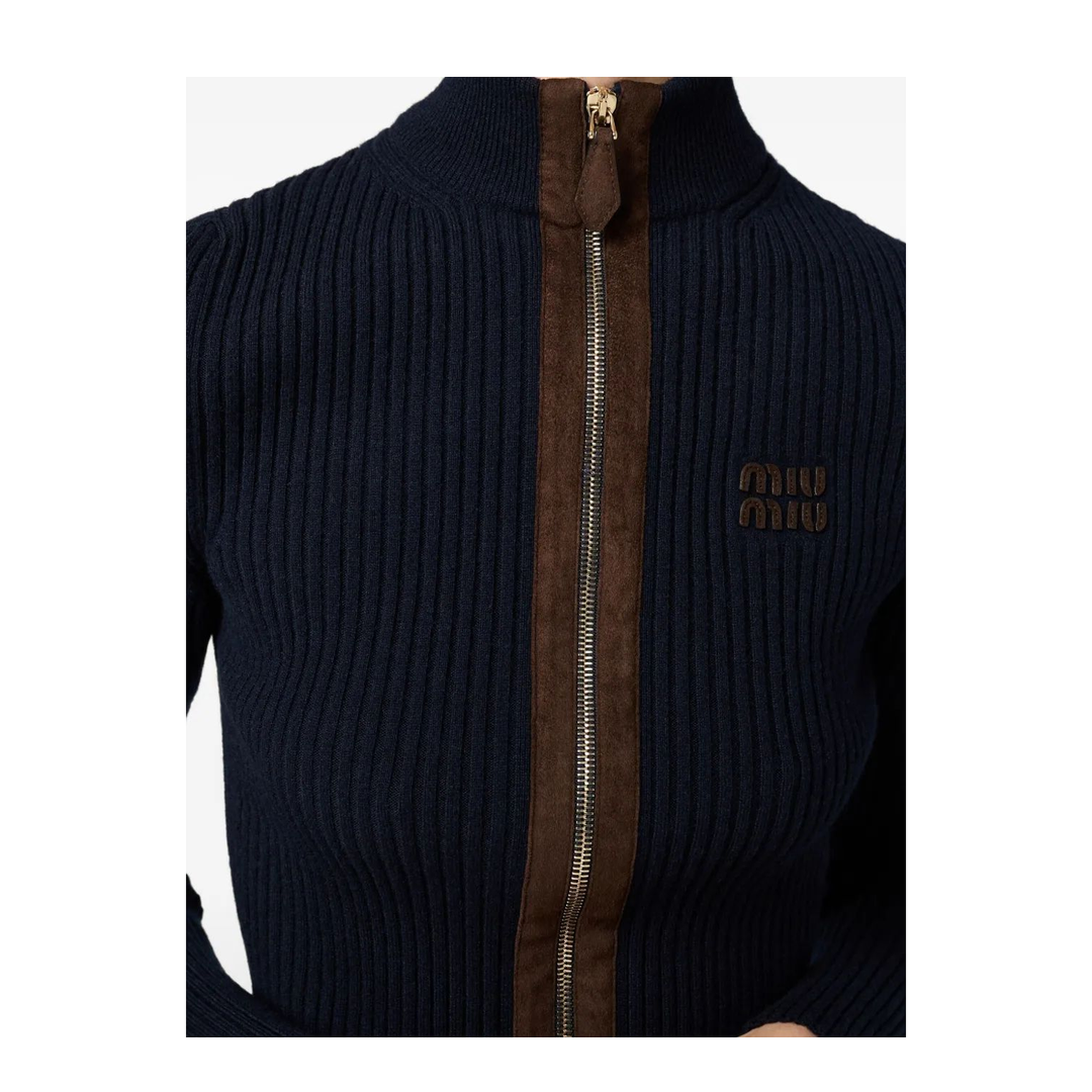 MAYFEYR - Miu Miu - Cashmere Ribs With Leather - MMF992SOOO1747F0008