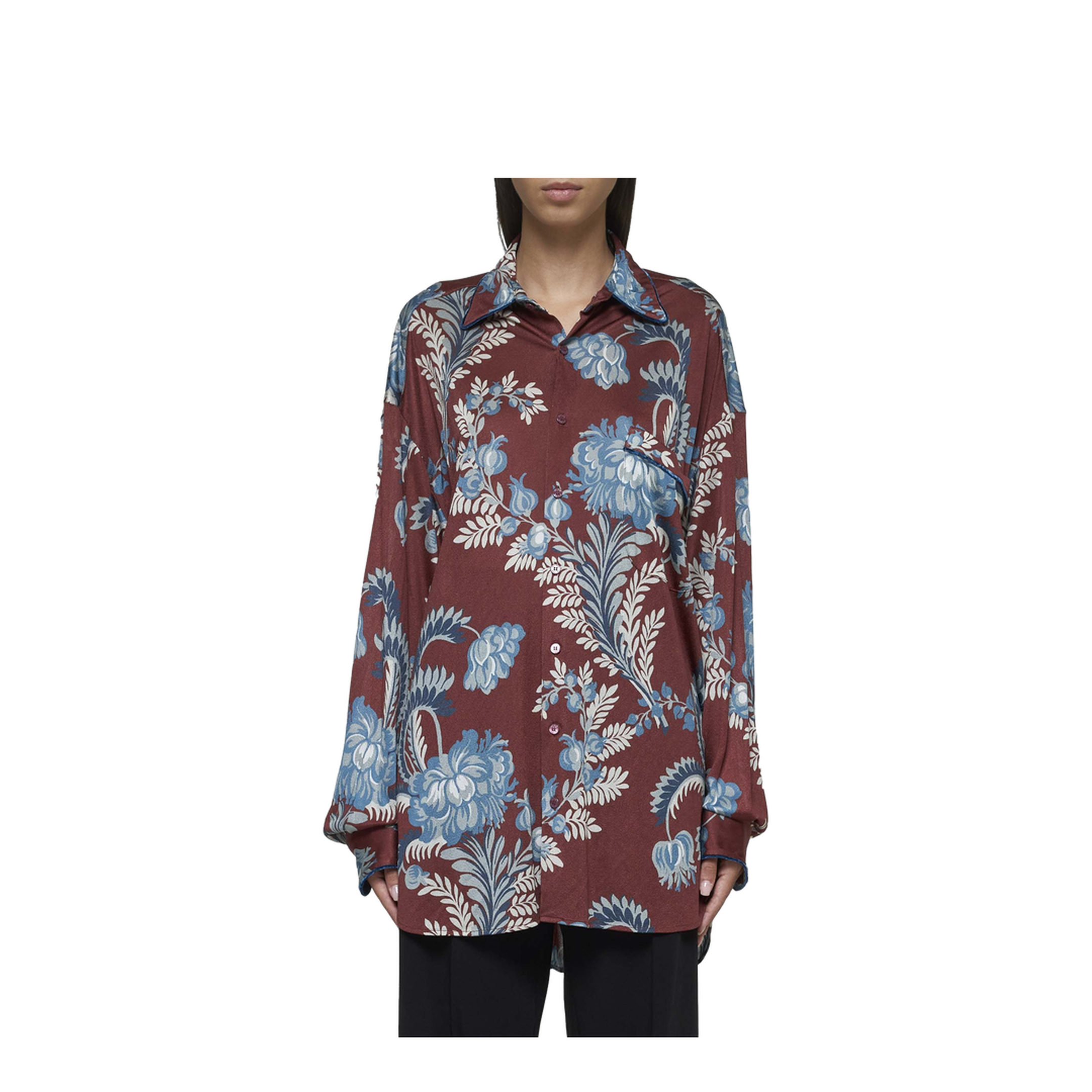Oversized Shirt Crepe Floral Print
