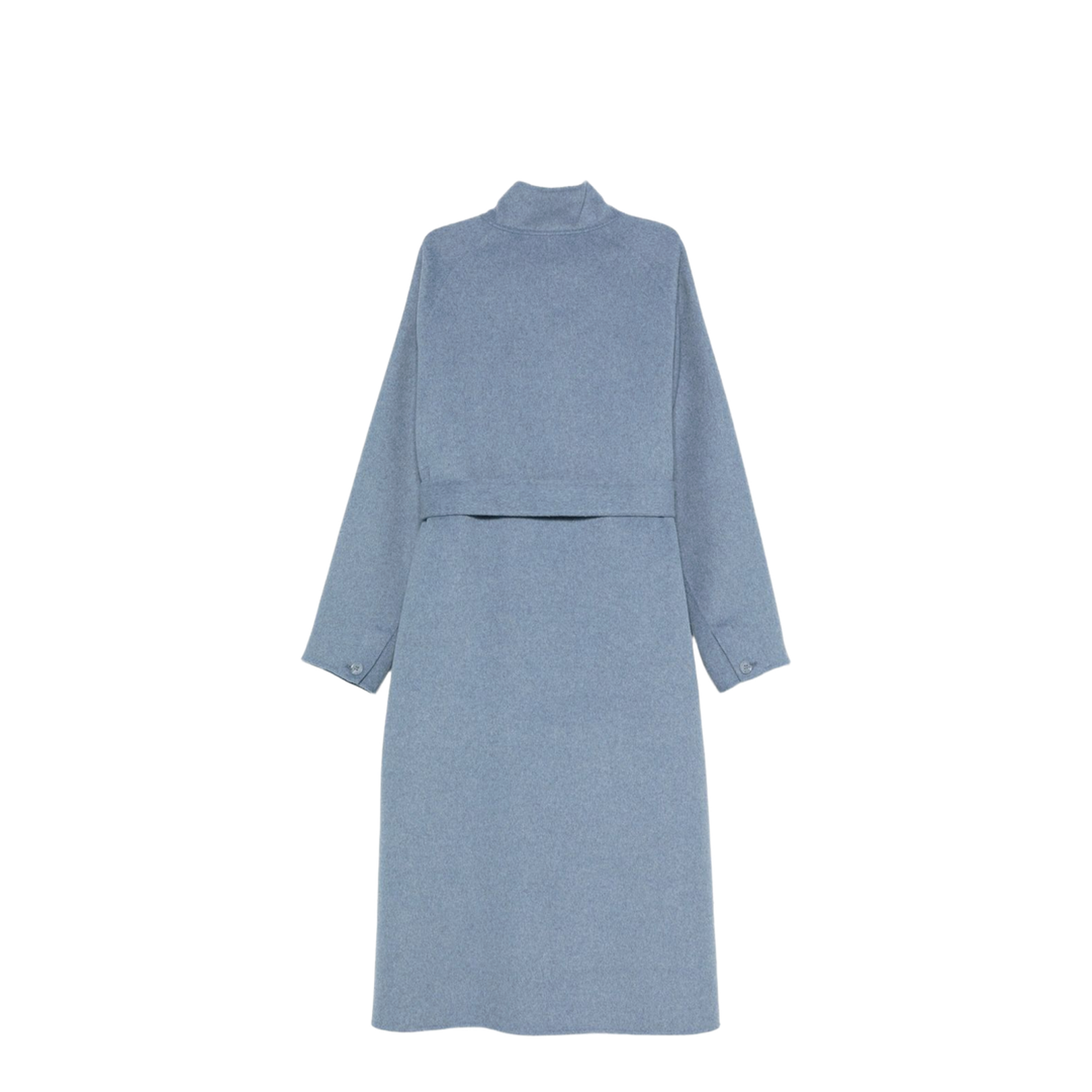 Mock-neck Wool-blend Coat with Matching Belt