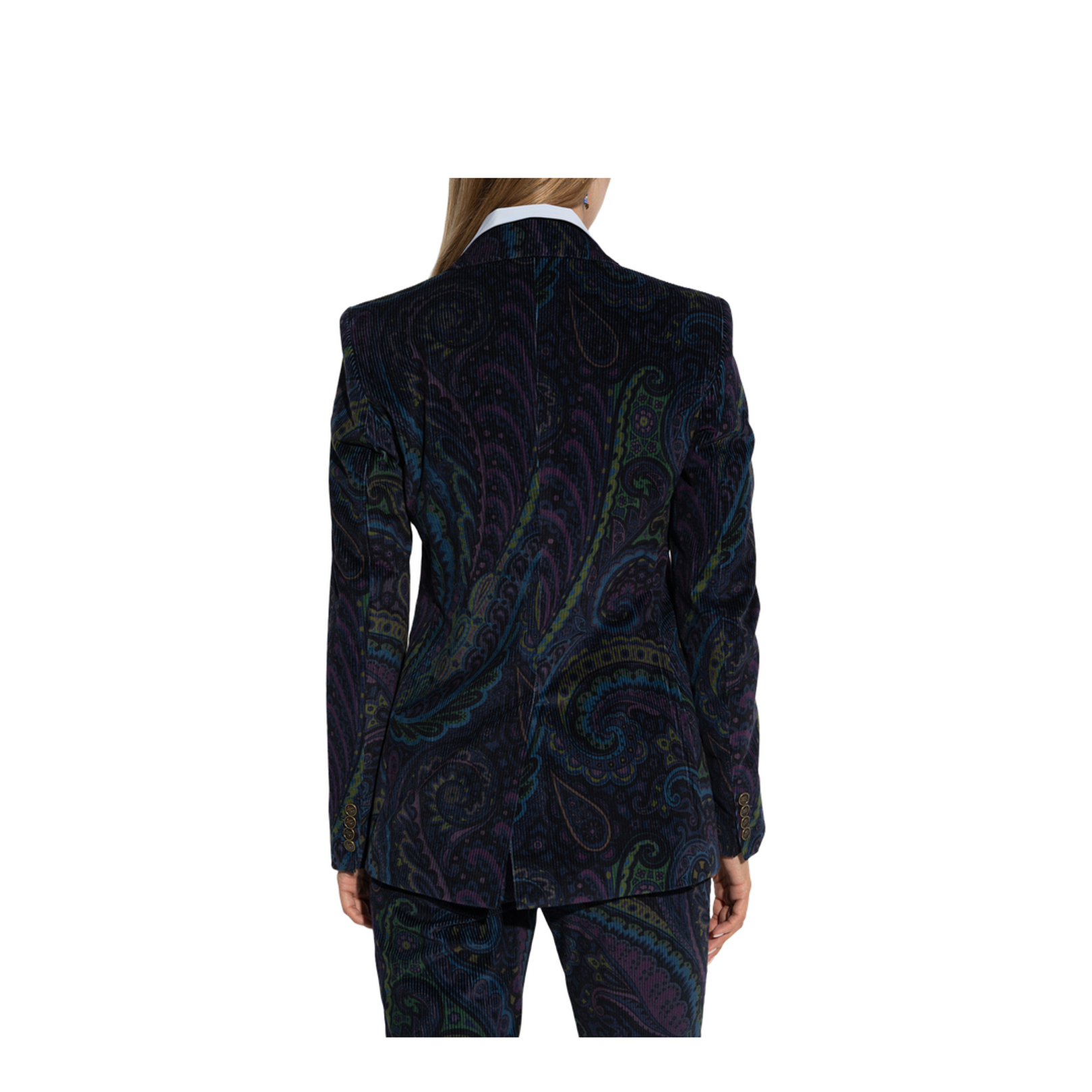 Corduroy Blazer with Decorative Pattern