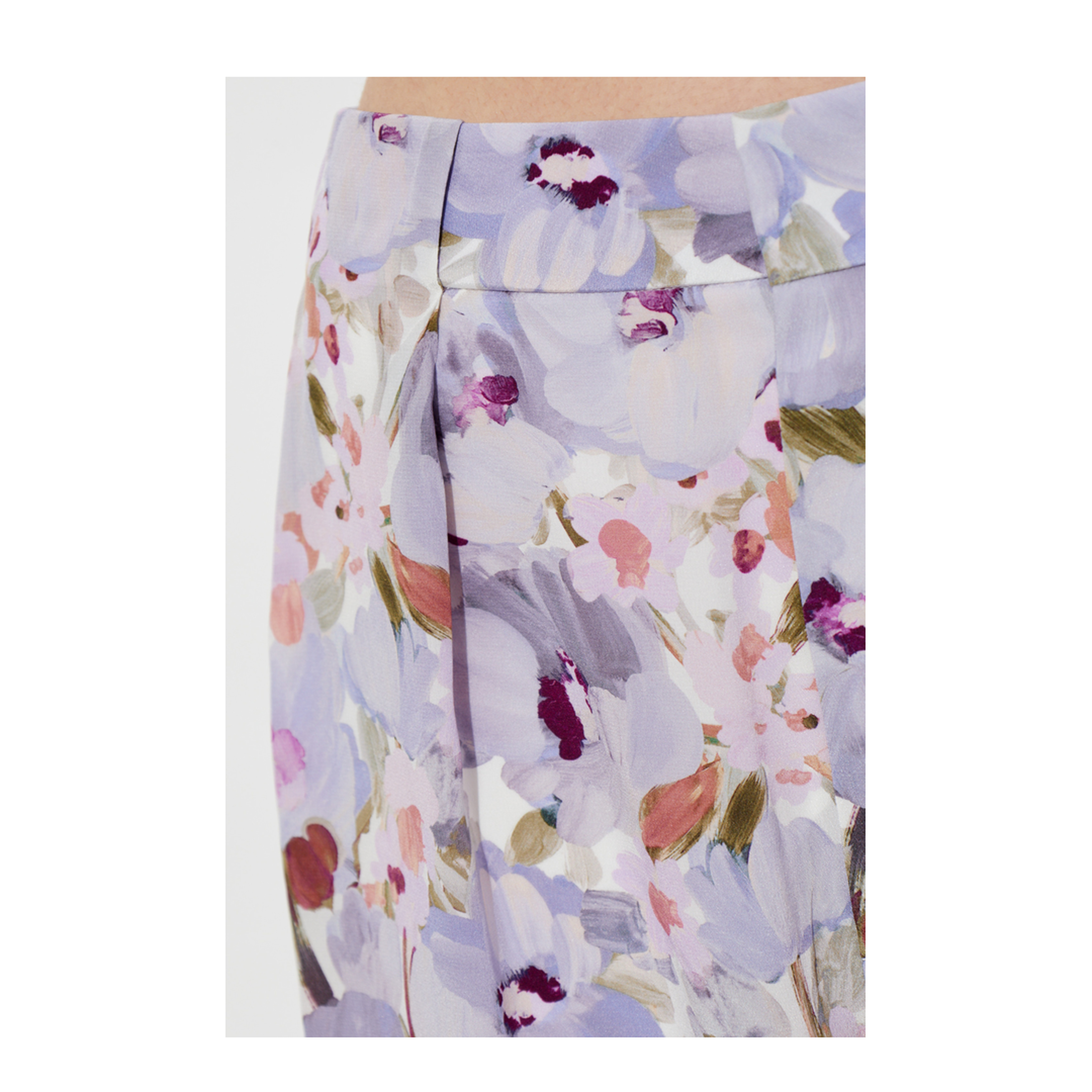 Silk Trousers with a Floral Motif