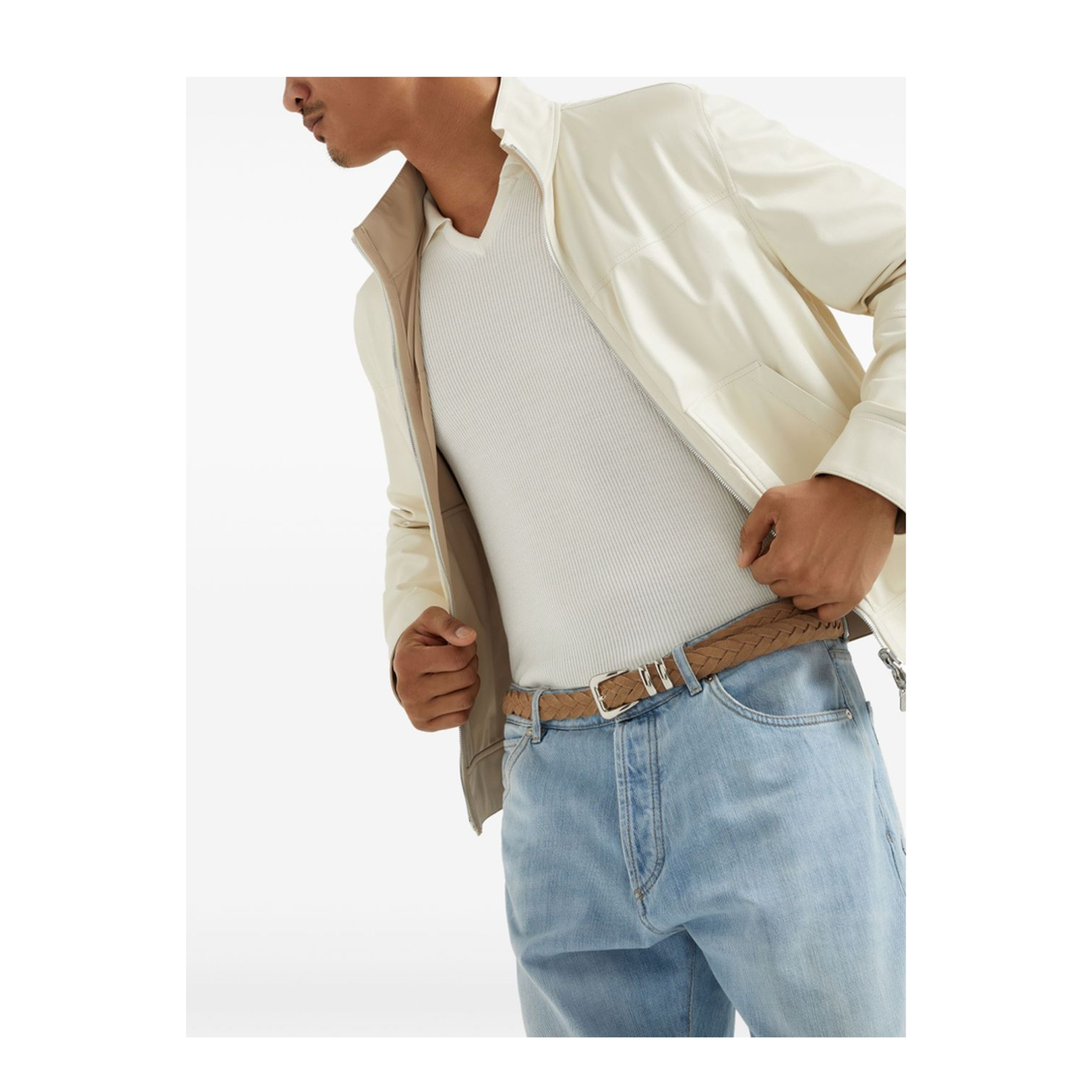Bonded Nappa Leather Reversible Bomber Jacket