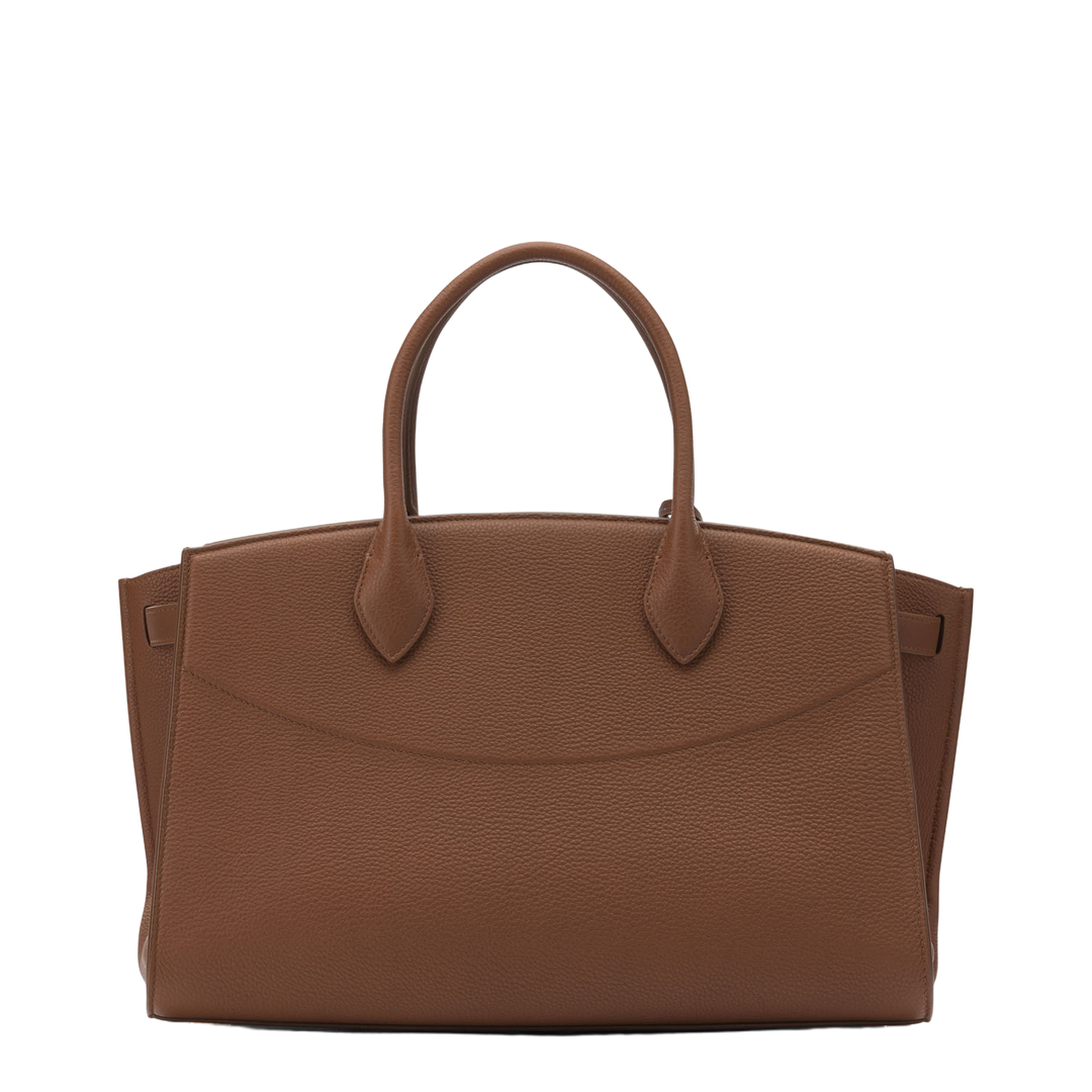 Studio Soft Large Calfskin Top-Handle Bag - New Cognac