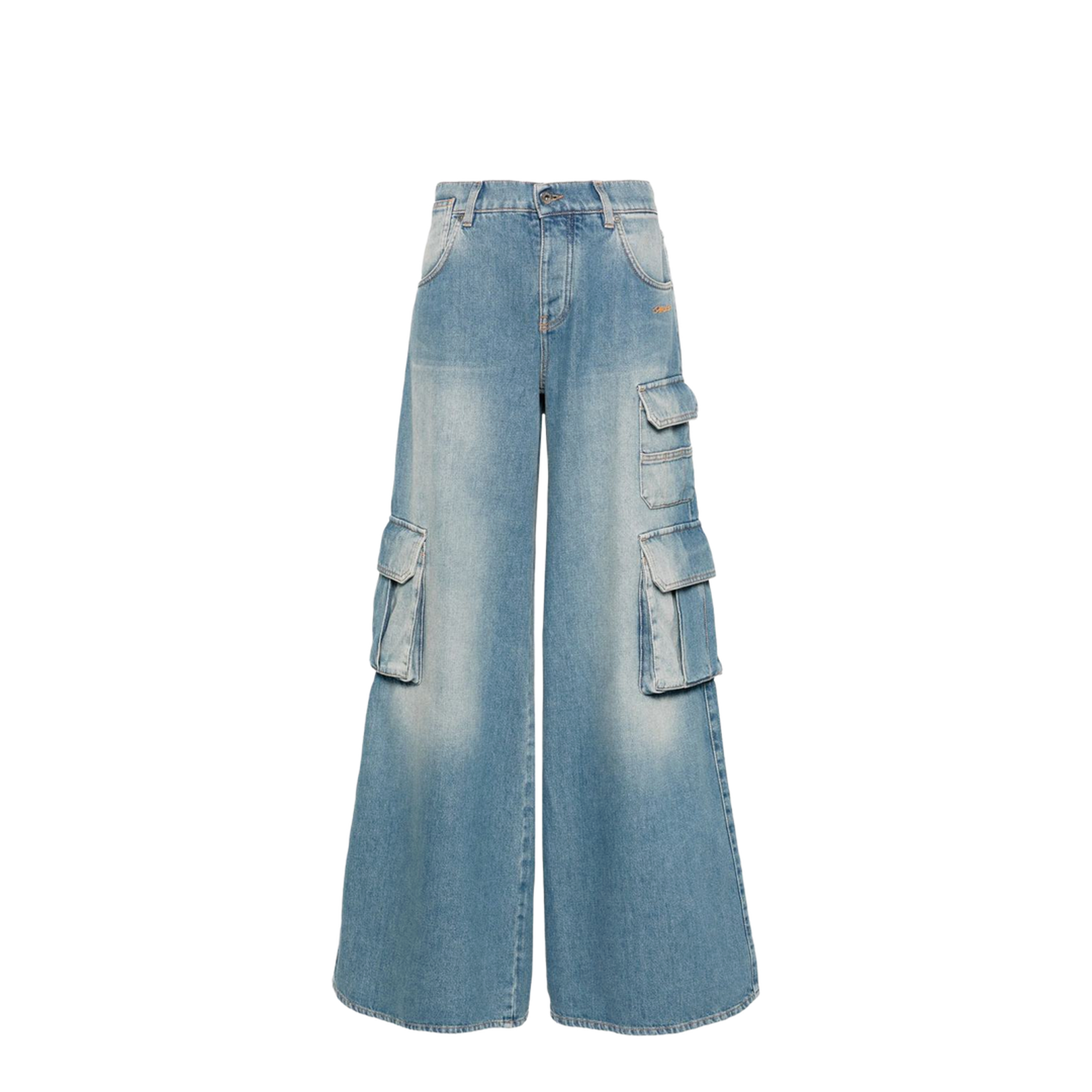 Logo-Embroidered Cargo Jeans