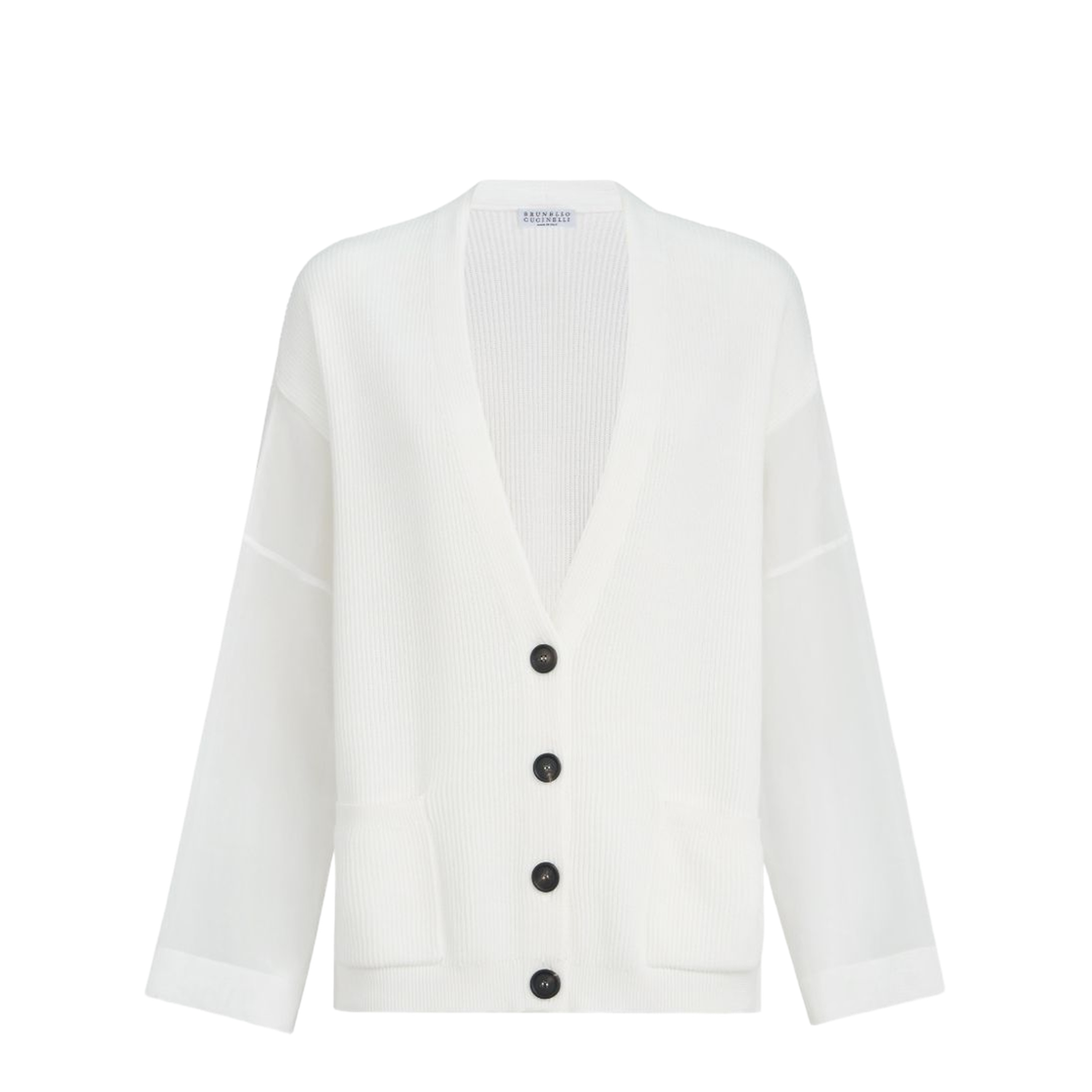 Ribbed Knit Cardigan White