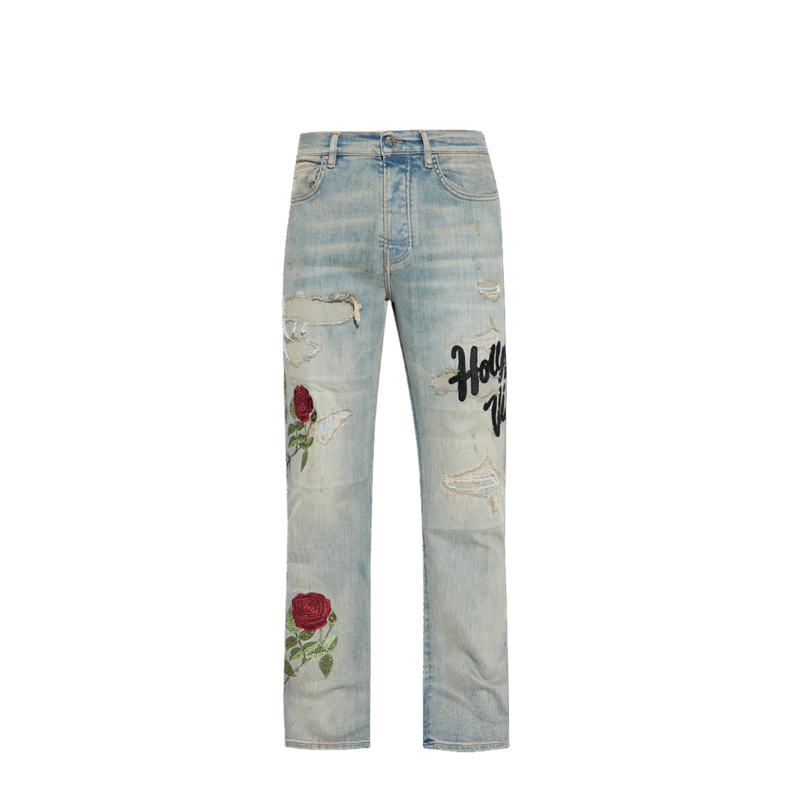 Jeans with shimmering appliqués