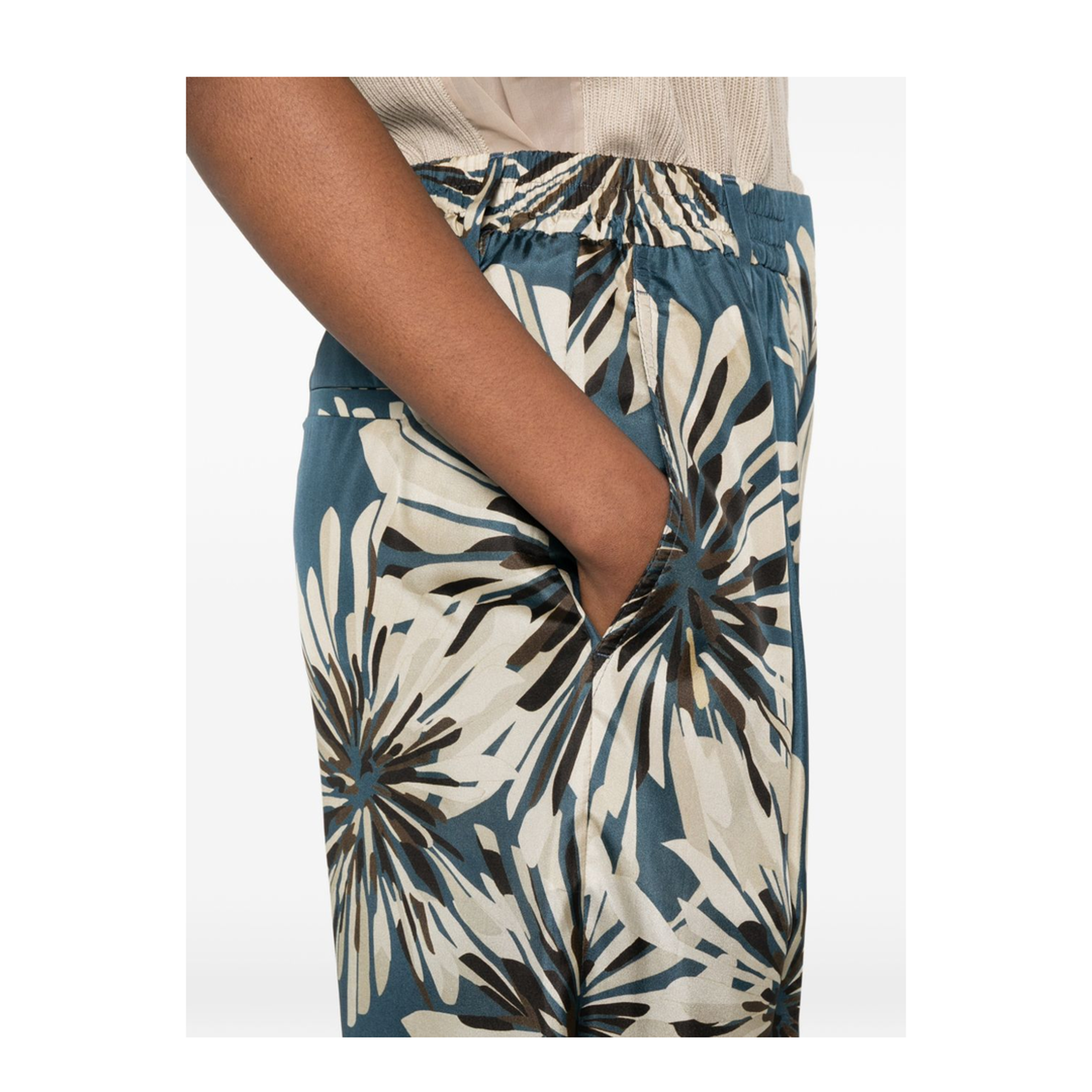 Floral Printed Silk Pants