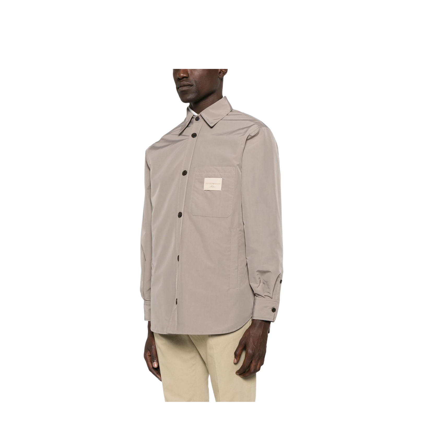 Nylon Shirt Jacket with Patch Pocket