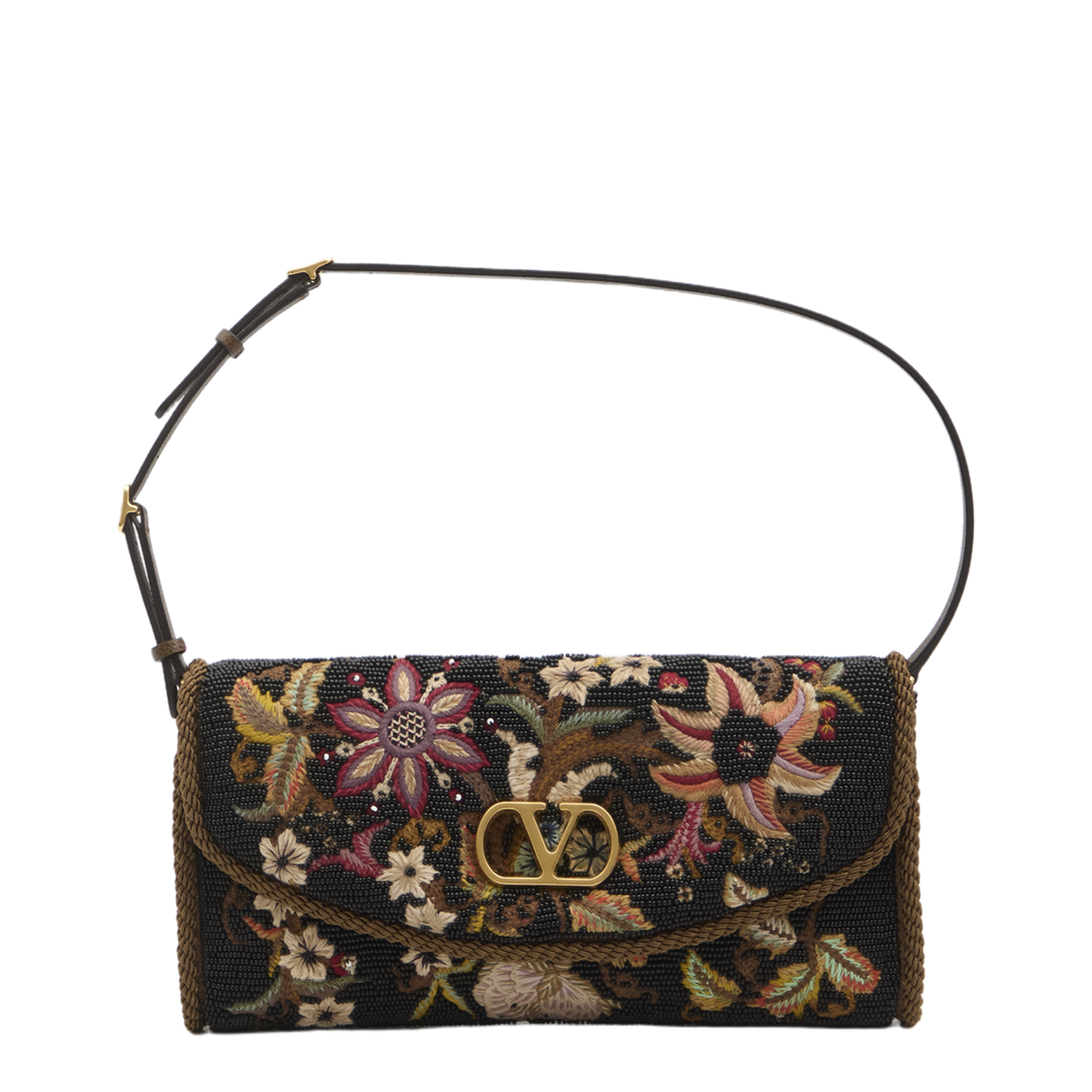 Embellished Fabric VLogo Signature Shoulder Bag
