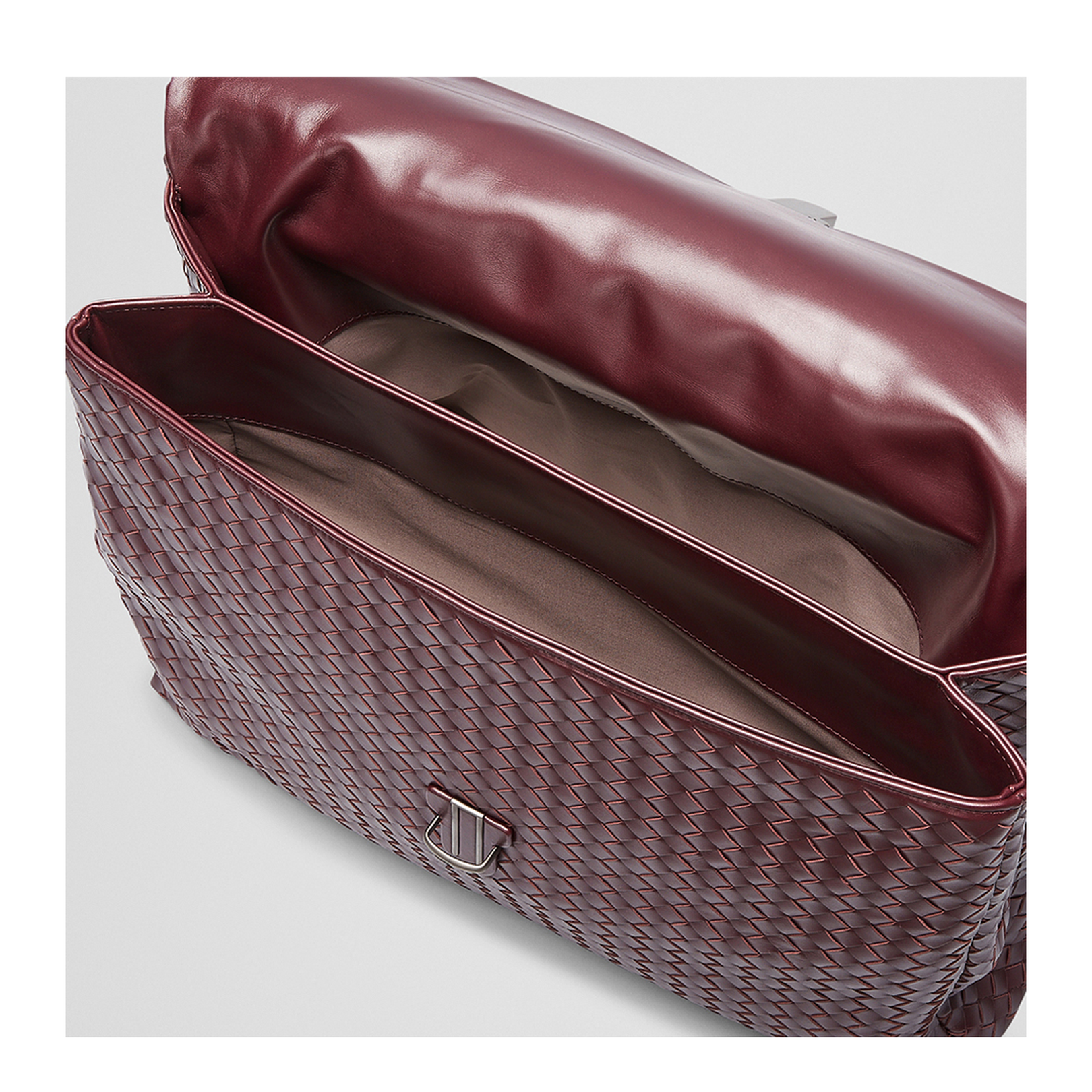 Intrecciato Large Leather Briefcase - Burgundy