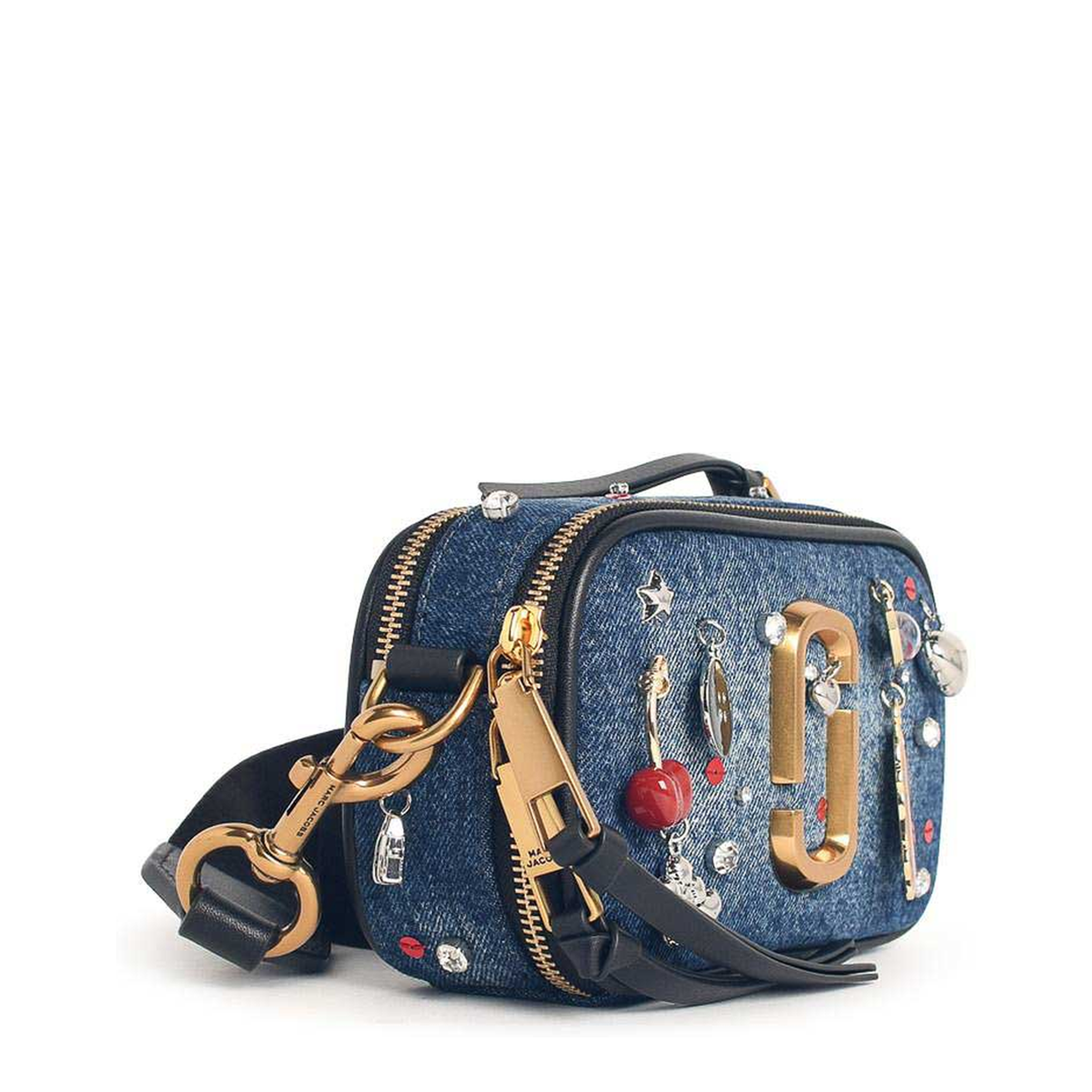 Snapshot Charm-Detail Denim Crossbody Bag