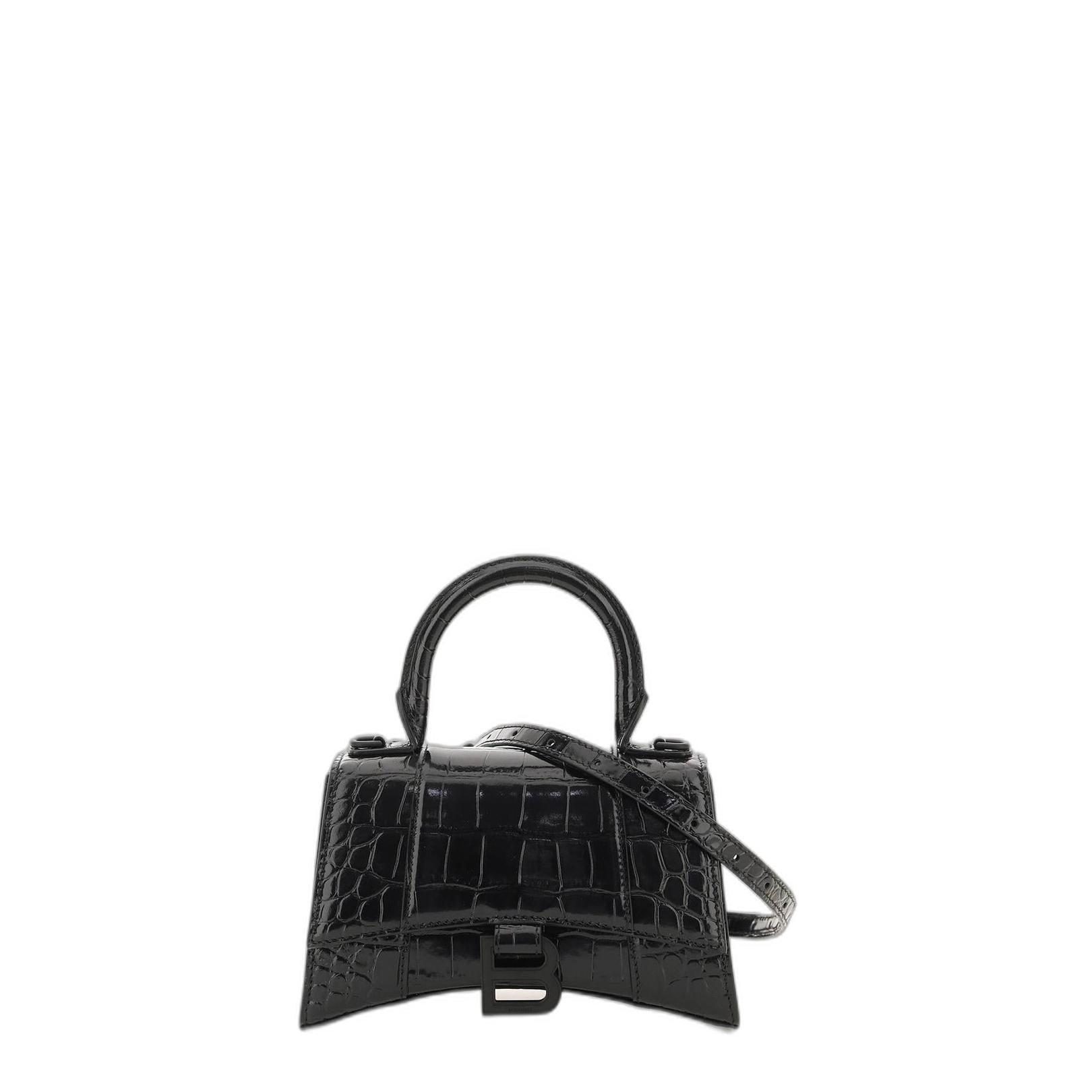 Hourglass Xs Handbag Crocodile Embossed