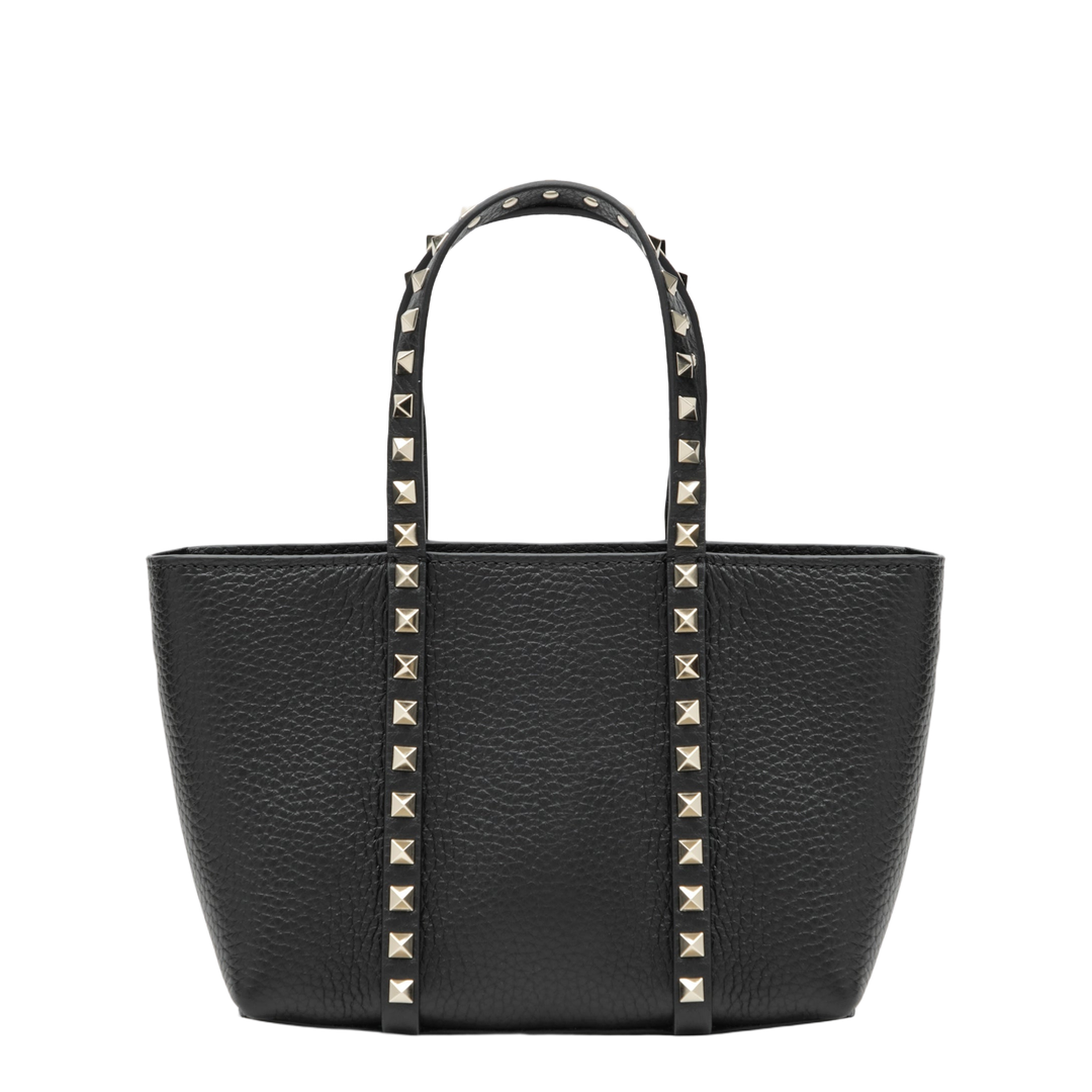 Rockstud Small Calfskin Shopping Bag - Black