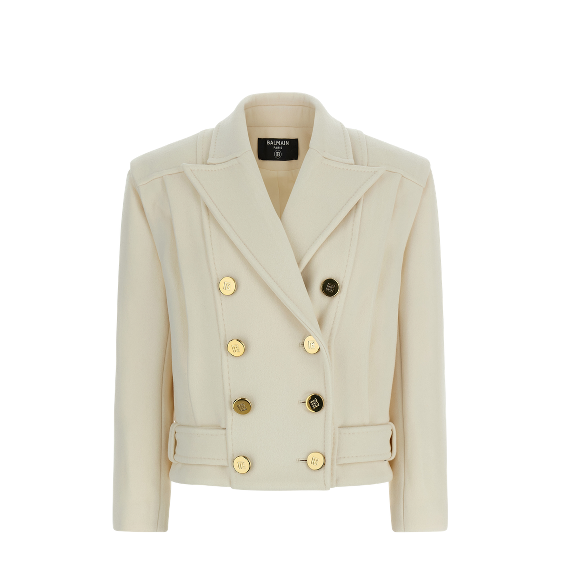 Cropped Wool Reefer Jacket White