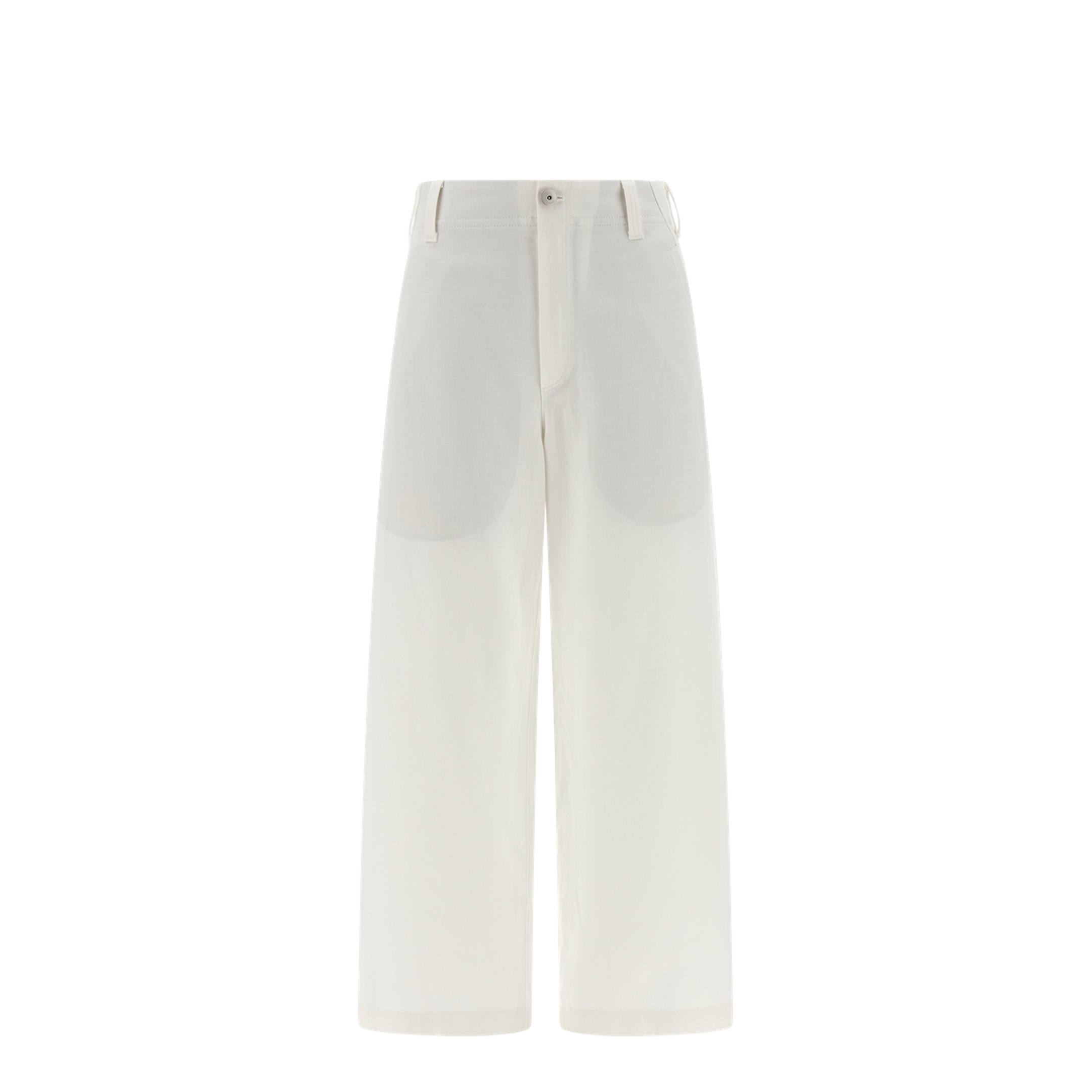 Crop Chino Trousers in Cotton and Linen Gabardine
