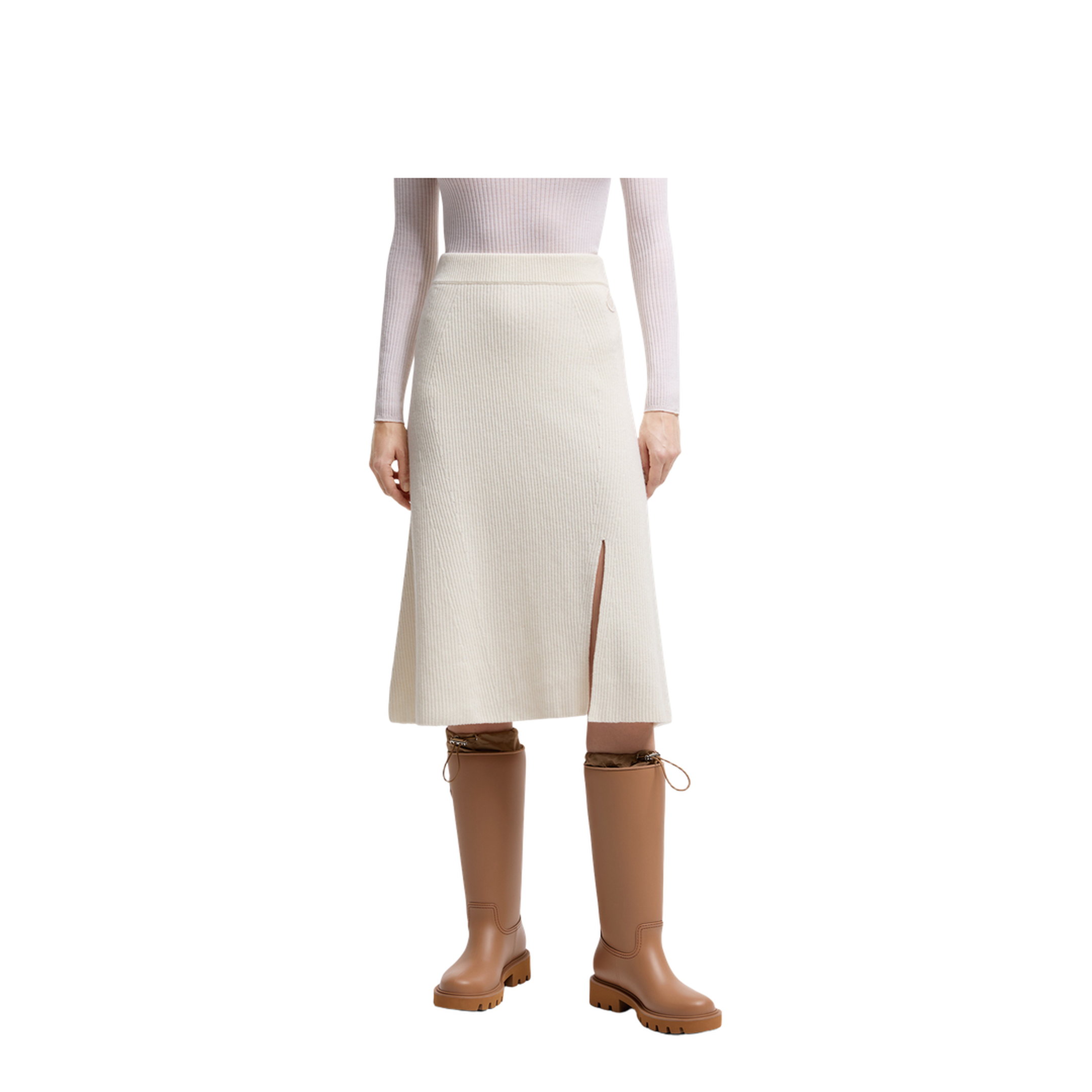 White Wool & Cashmere Midi Skirt