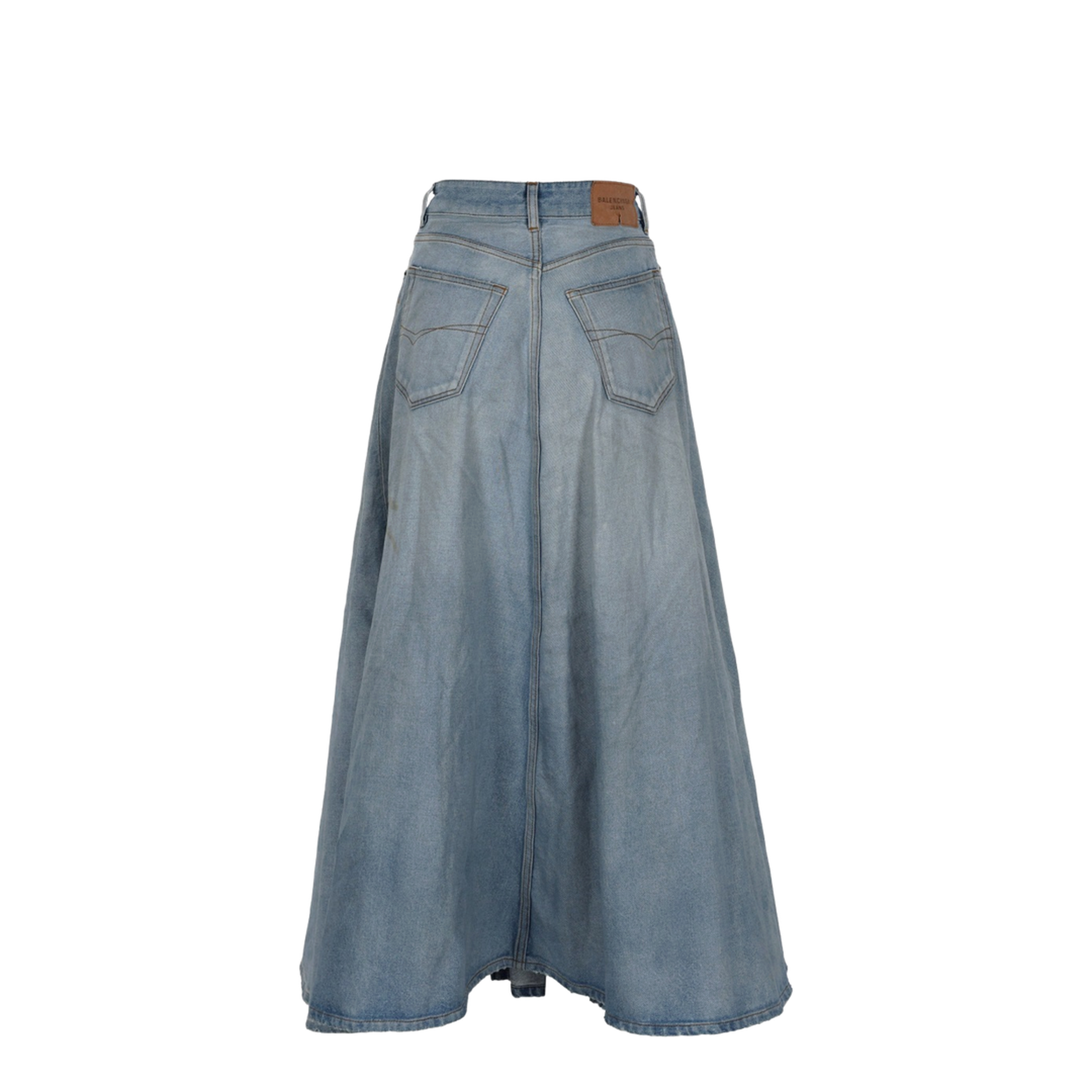 Godet Maxi Skirt in Dirty Light Blue