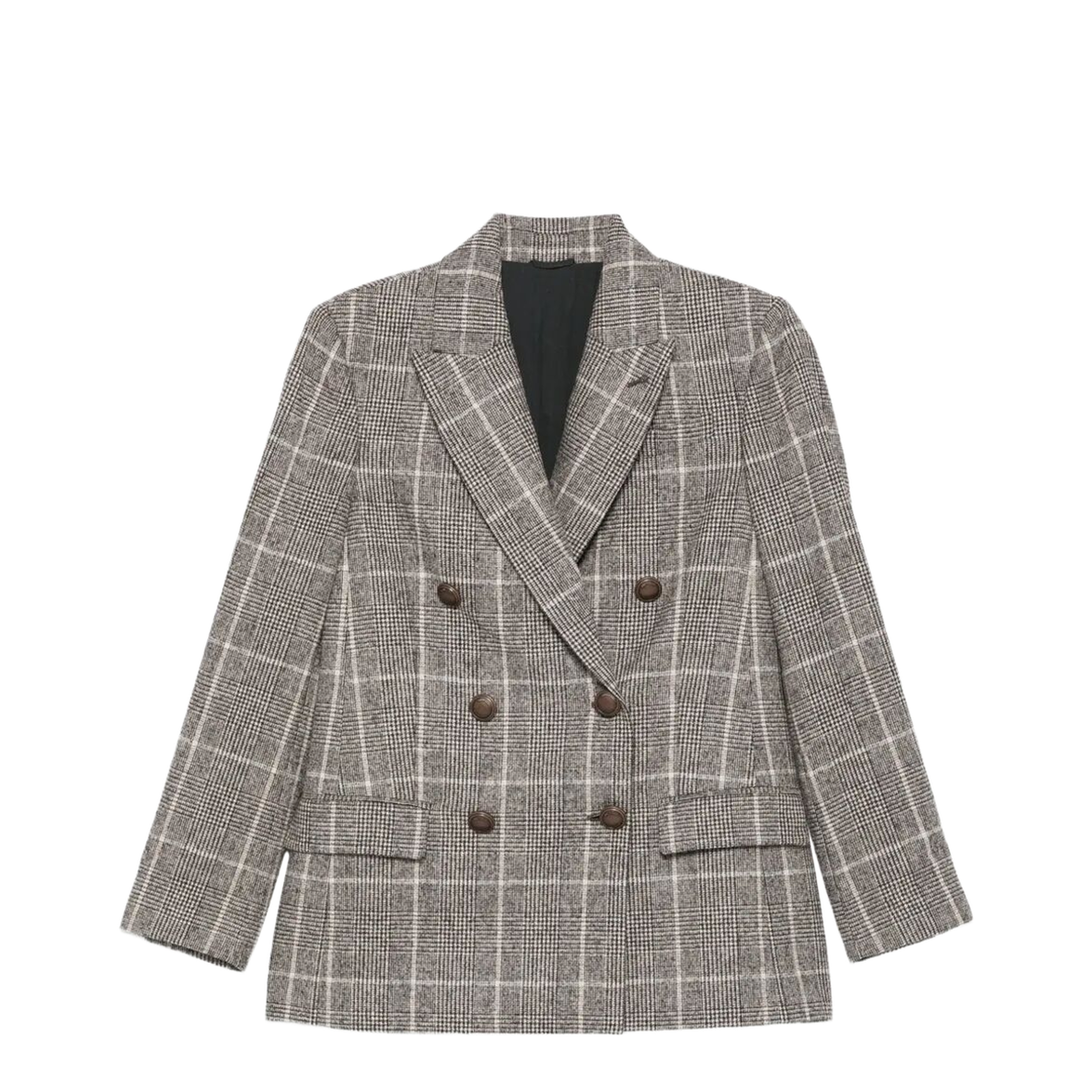 MAYFEYR - Brunello Cucinelli - Alpaca And Wool Prince Of Wales Double-Breasted Blazer With Monili - MV4037053