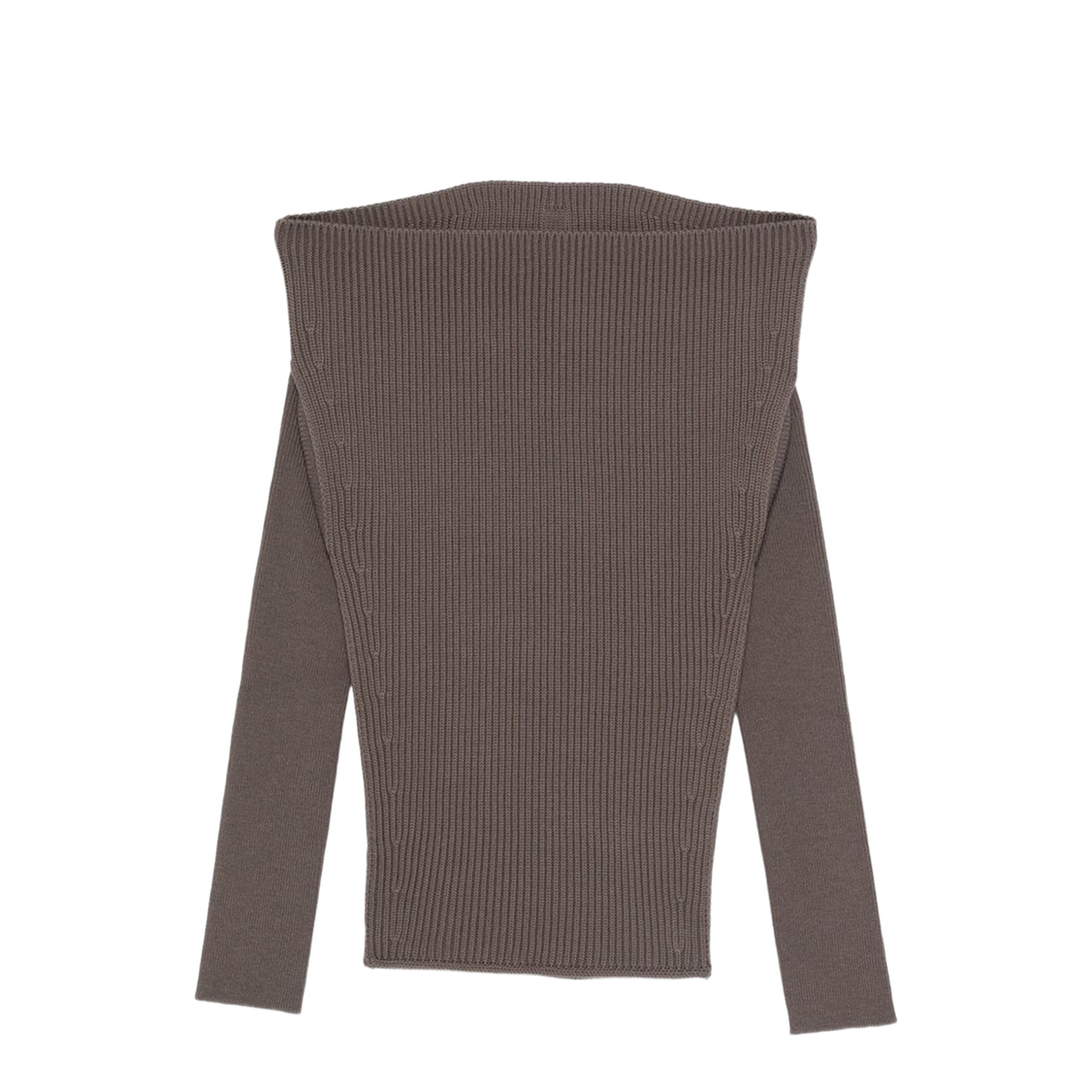 Wool Off-Shoulder Sweater in Brown