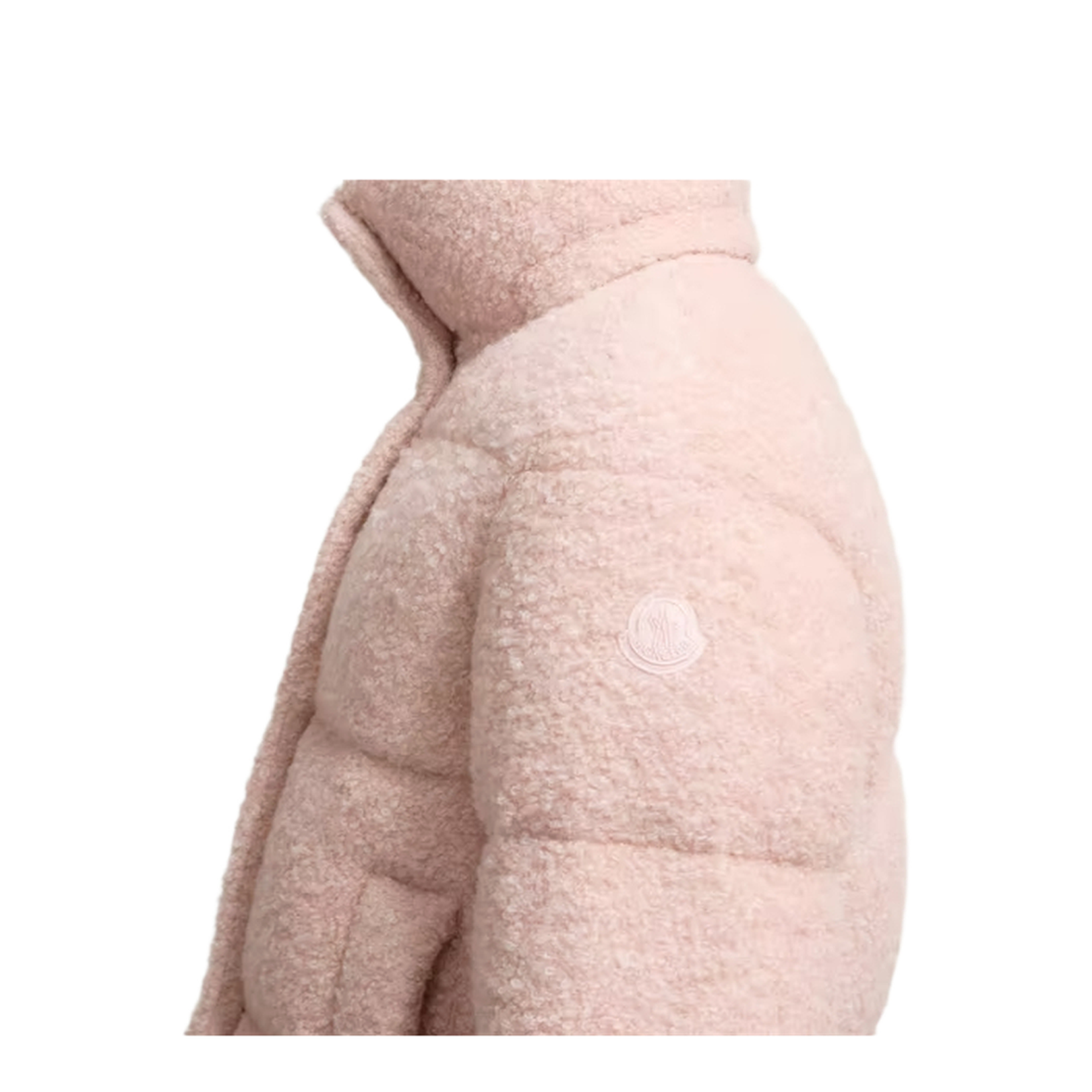 Pink Virieu Bouclé Hooded Short Down Jacket
