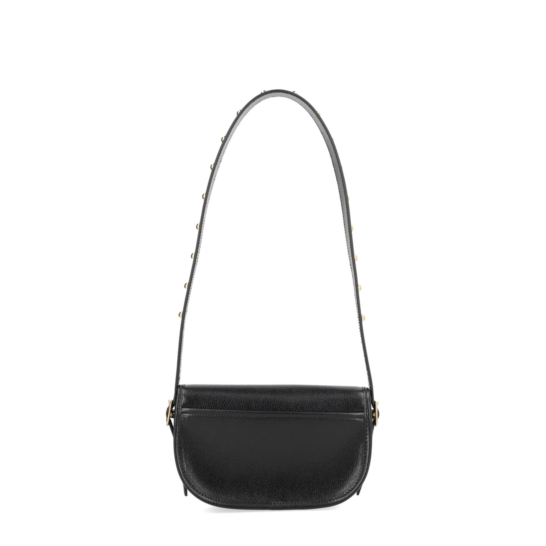 Safety-Pin-Detail Leather Shoulder Bag