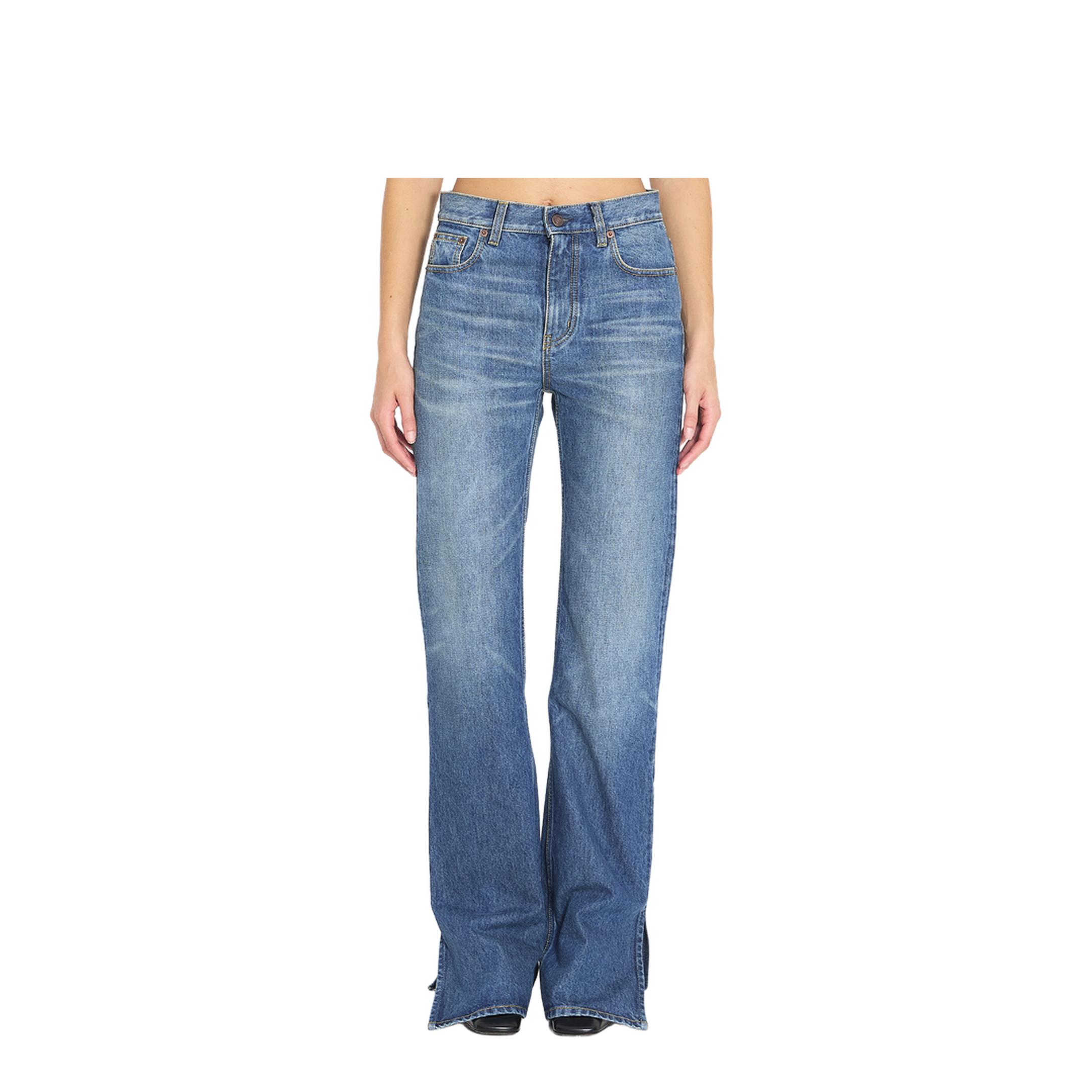 Straight-leg denim jeans