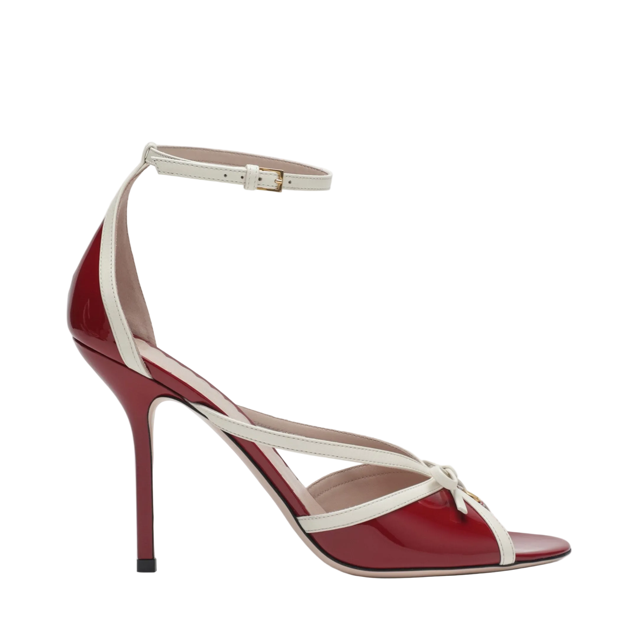 Bepointy Sandal Red/Ivory in Patent Leather and Kidskin