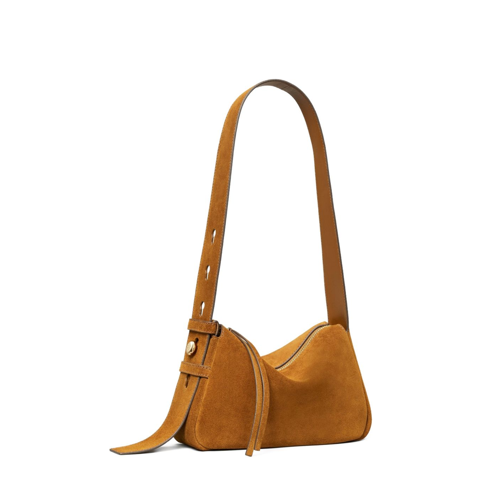 Romy Suede Leather Shoulder Bag in Brown