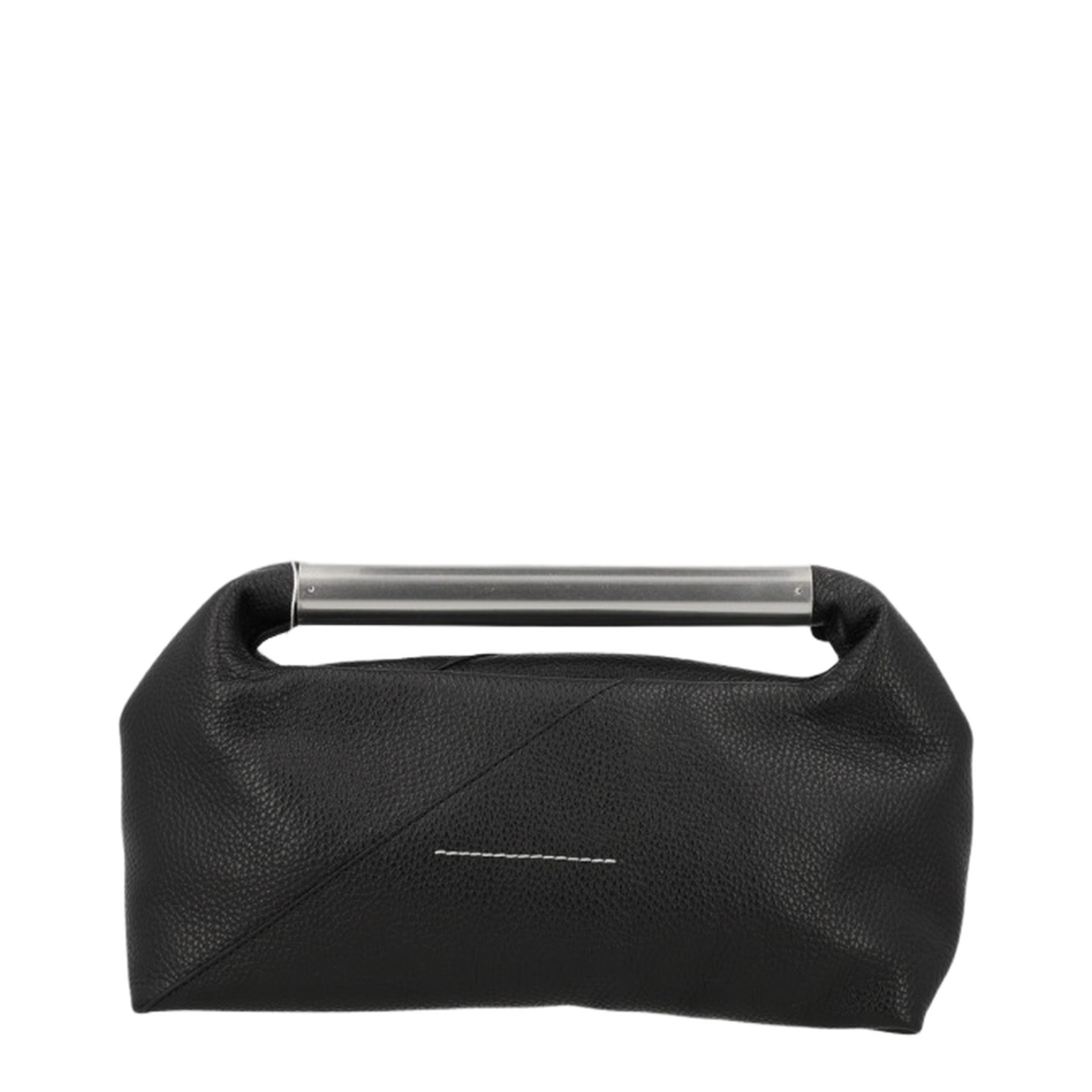 Japanese Jewel Handle Handbag In Grained Calf Leather, Black