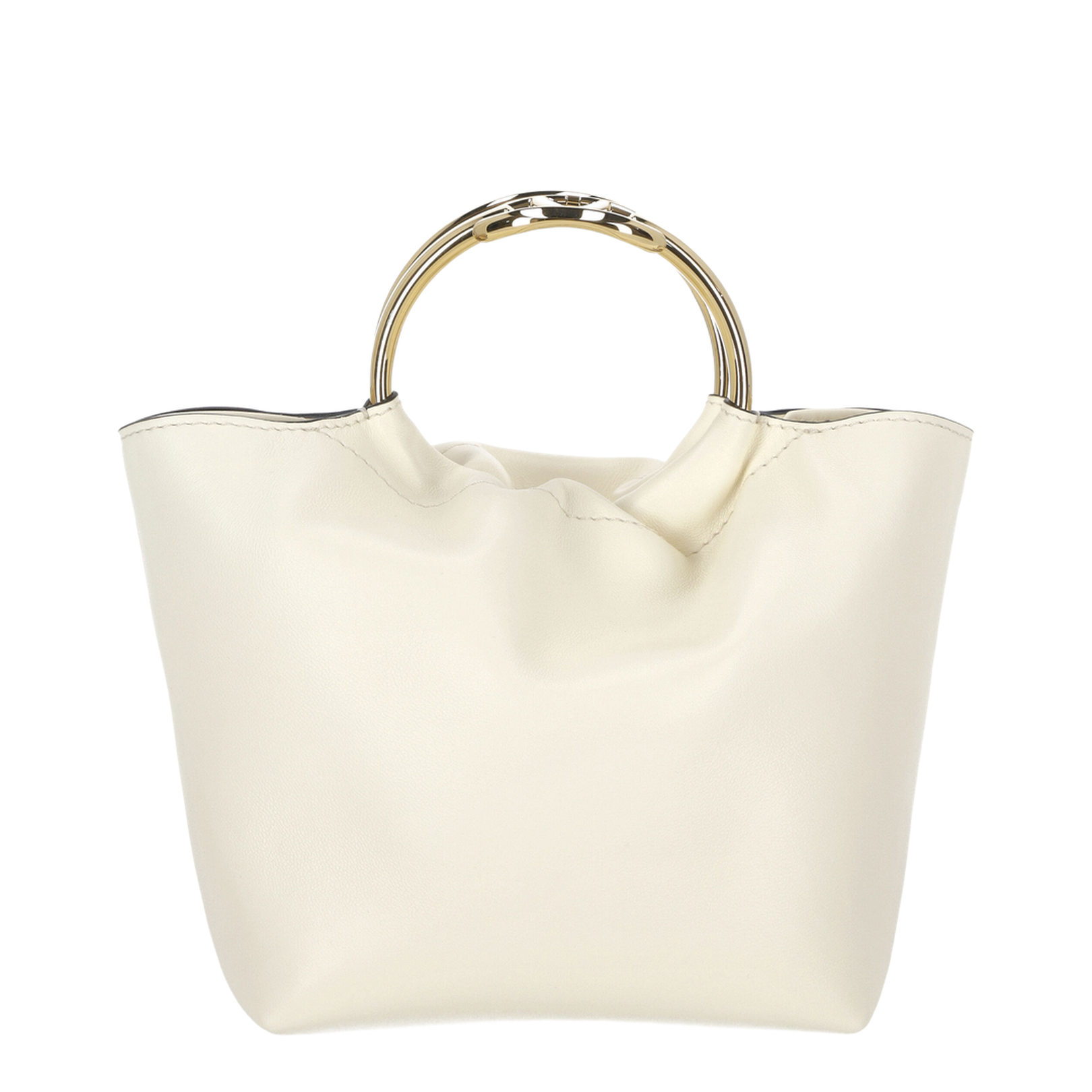 Ivory leather bucket bag