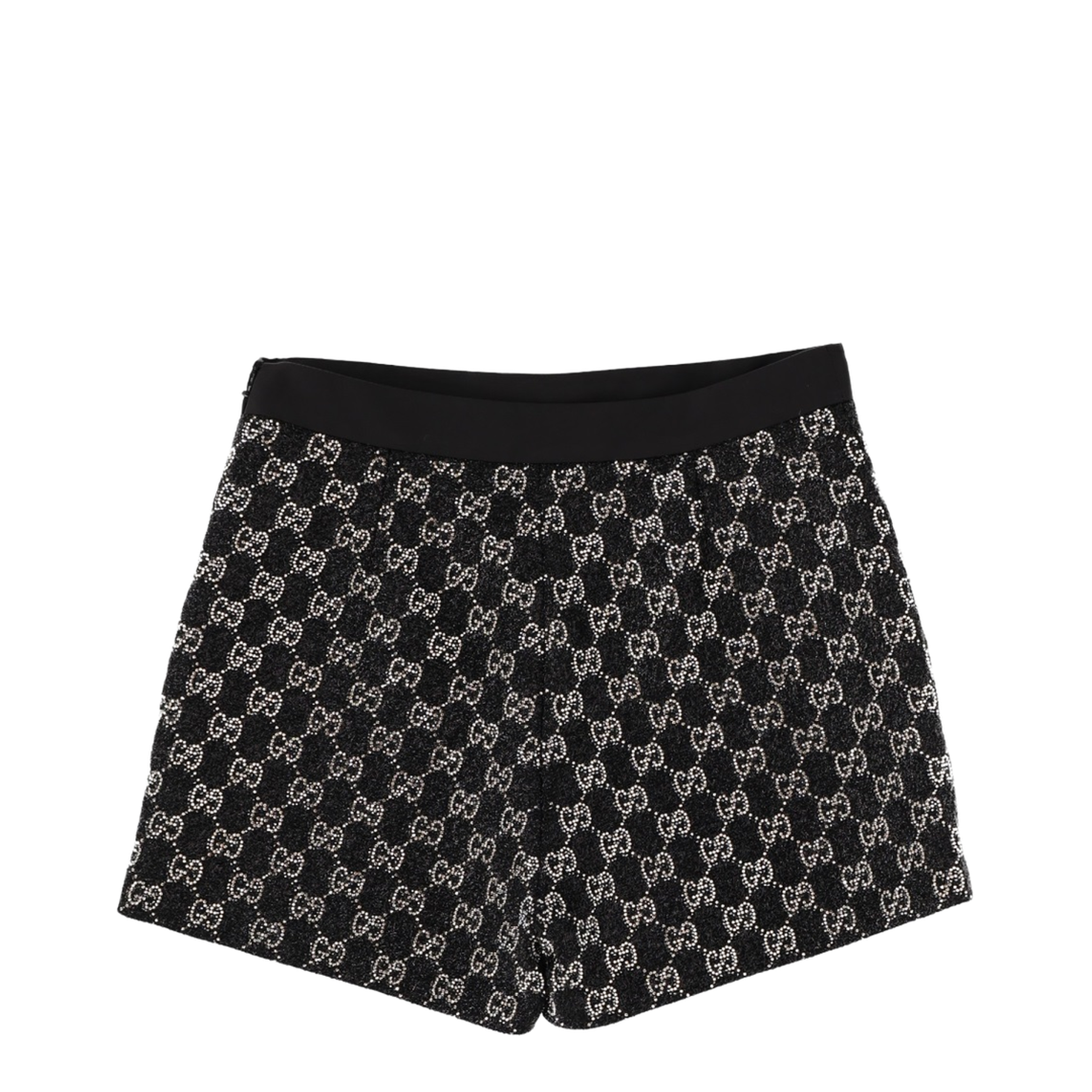 Embroidered Wool Tweed Lamé Shorts